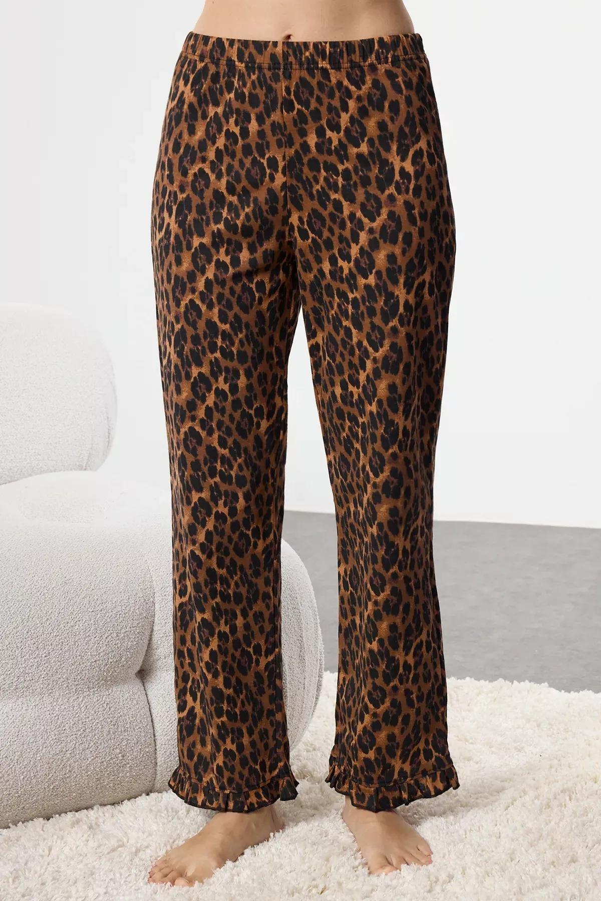 Brown Leopard Ruffle Pajama Set, Very colorful, large image number 3
