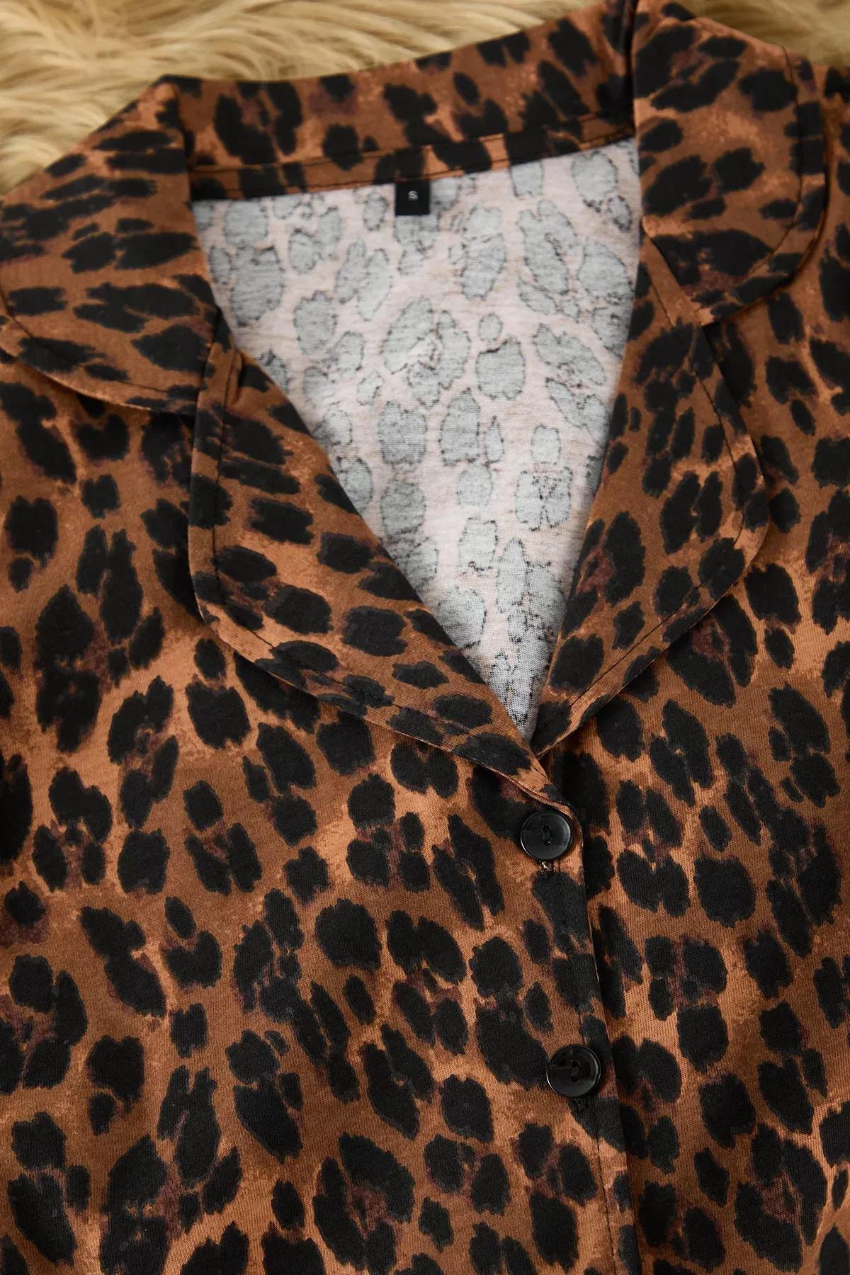 Brown Leopard Ruffle Pajama Set, Very colorful, large image number 6