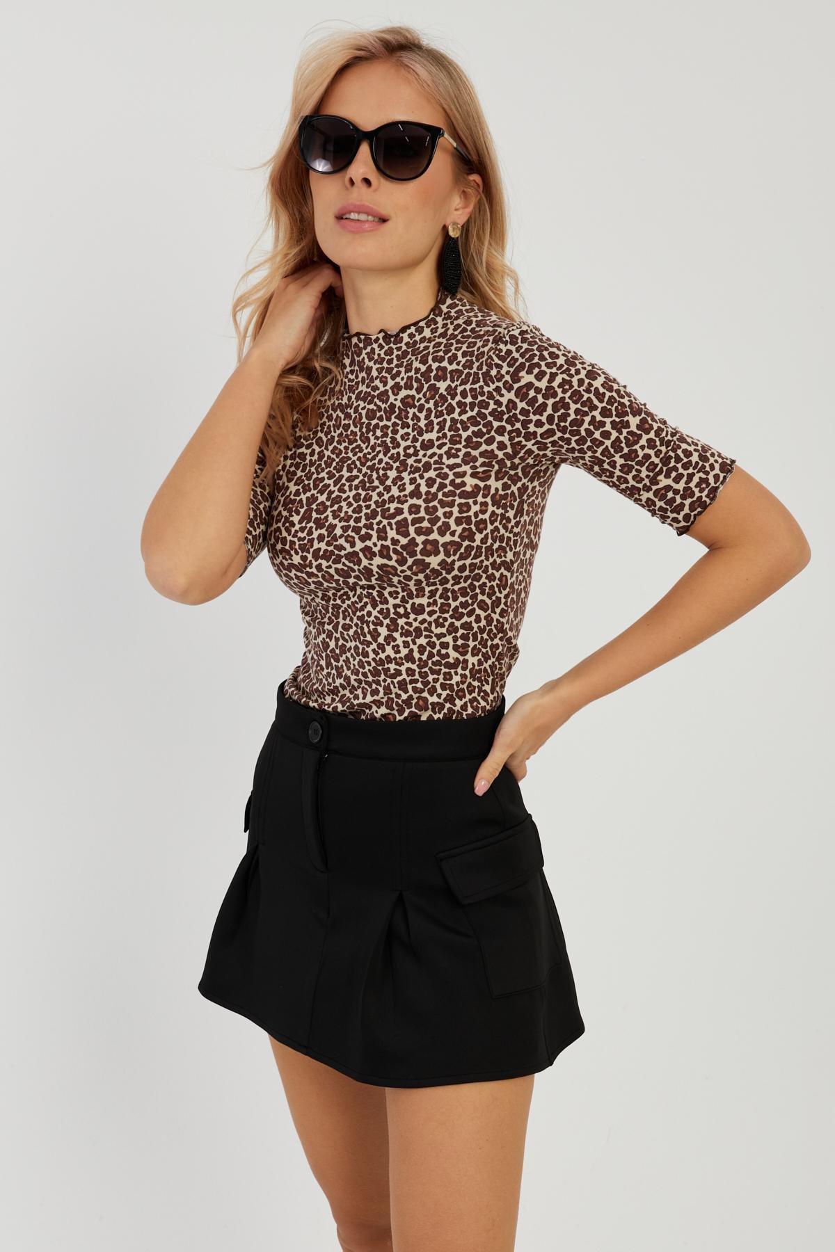 Leopard Animal Print Cropped Blouse, , large image number 6