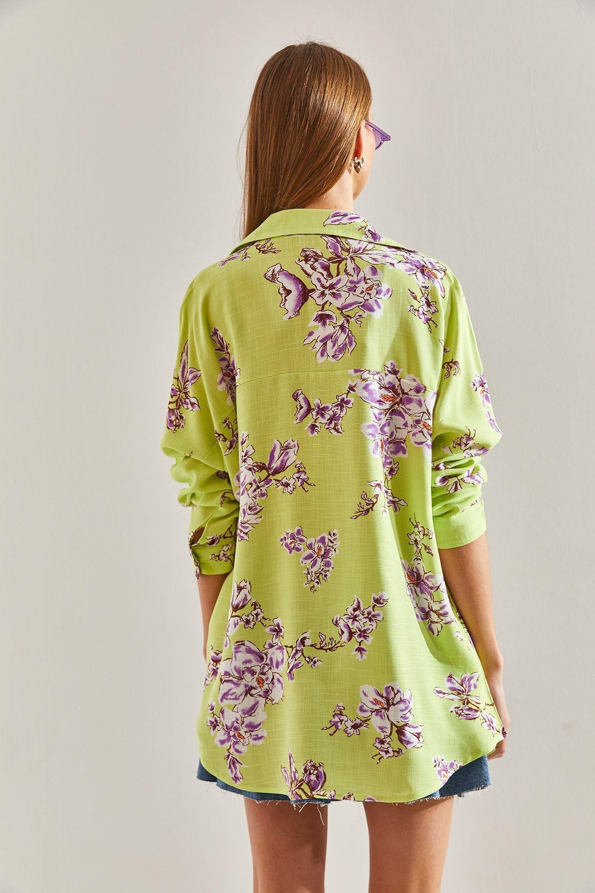 Floral Casual Overshirt, PISTACHIO GREEN, large image number 2