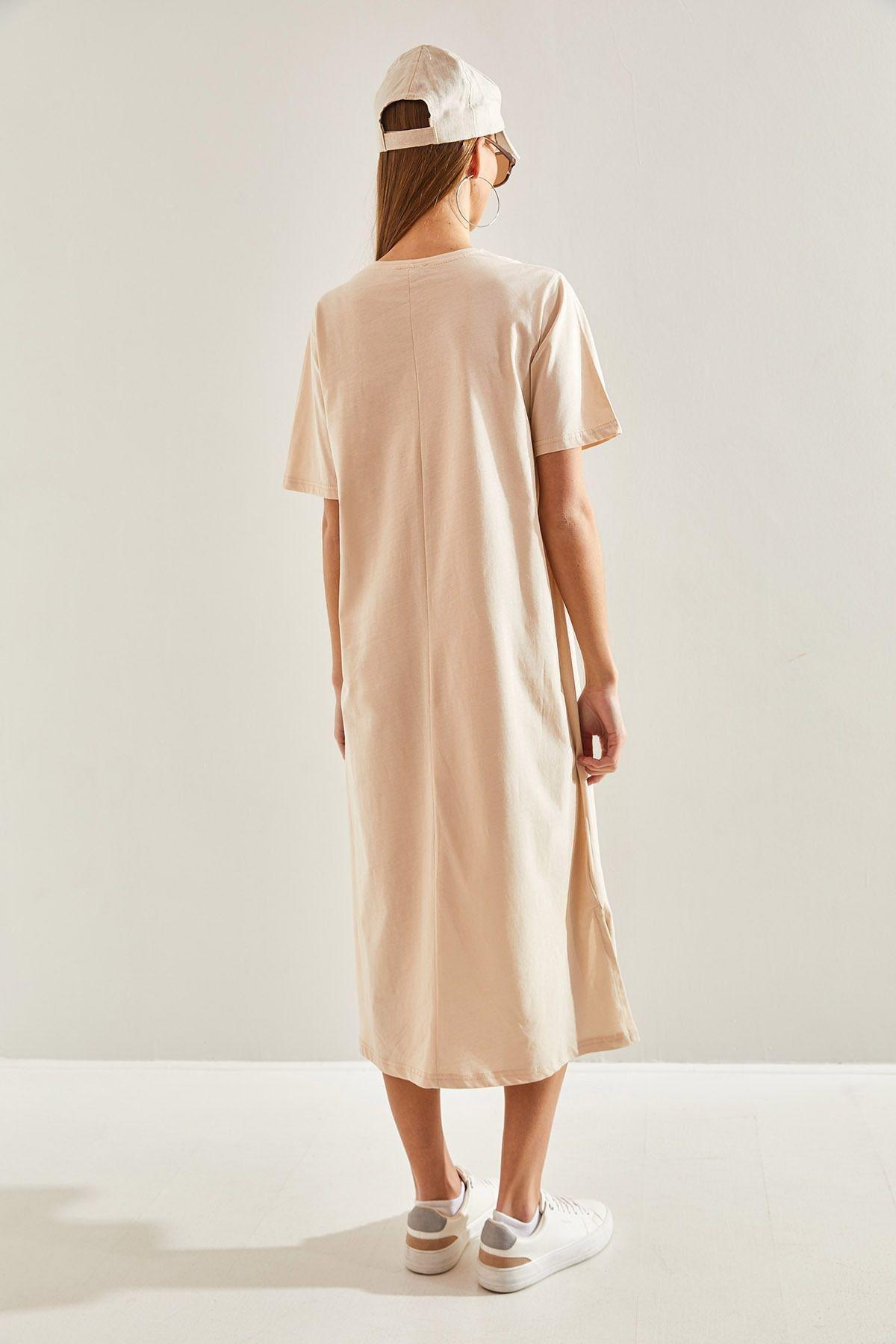 Womens Double Basic Dress, single, Stone-Black, large image number 3