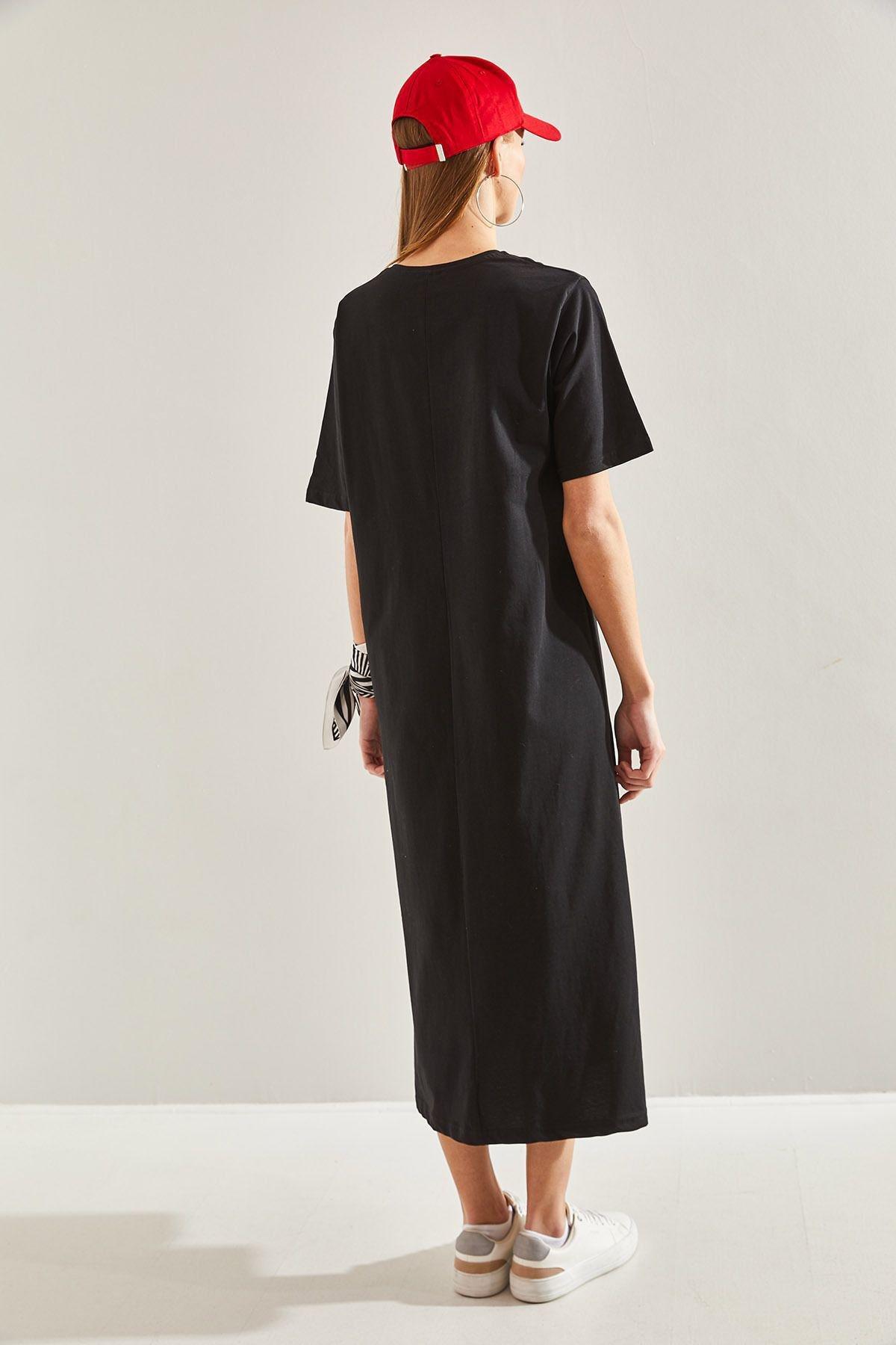 Womens Double Basic Dress, single, Stone-Black, large image number 5