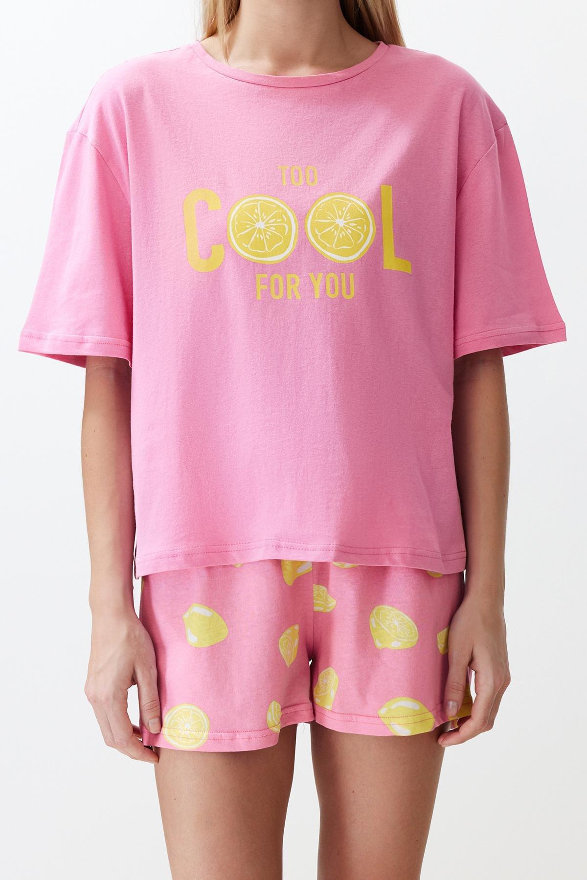 Pink Printed Knitted Pyjamas Set, , large image number 3