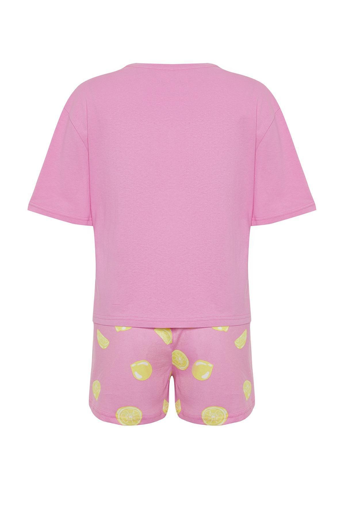 Pink Printed Knitted Pyjamas Set, , large image number 5