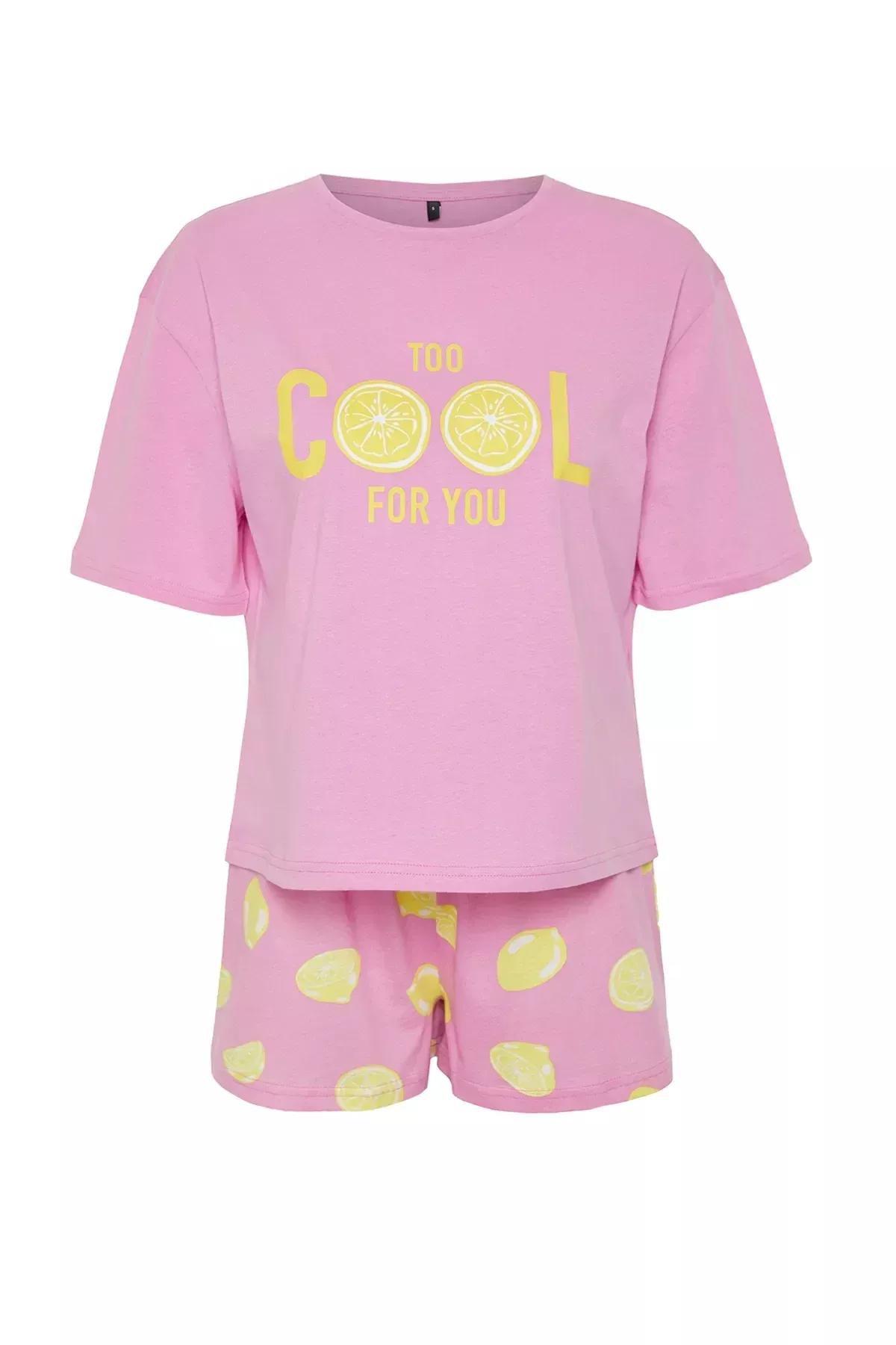 Pink Printed Knitted Pyjamas Set, Pink, large image number 5