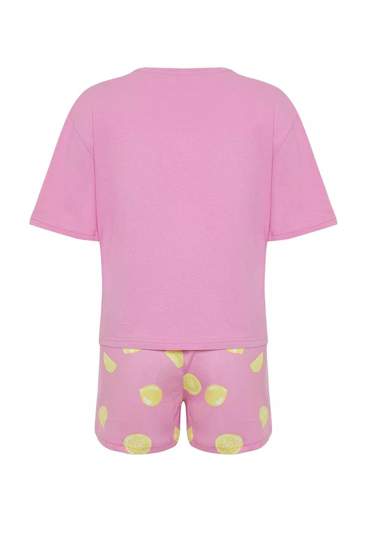 Pink Printed Knitted Pyjamas Set, Pink, large image number 6