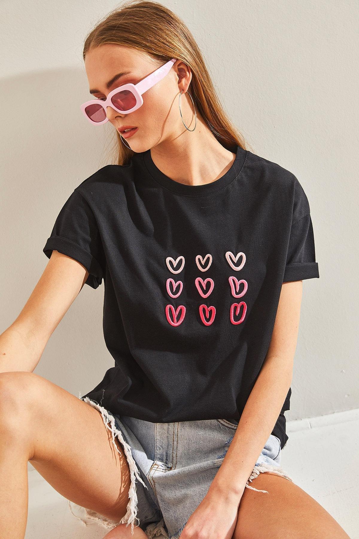 Black Heart Printed T-Shirt, , large image number 1