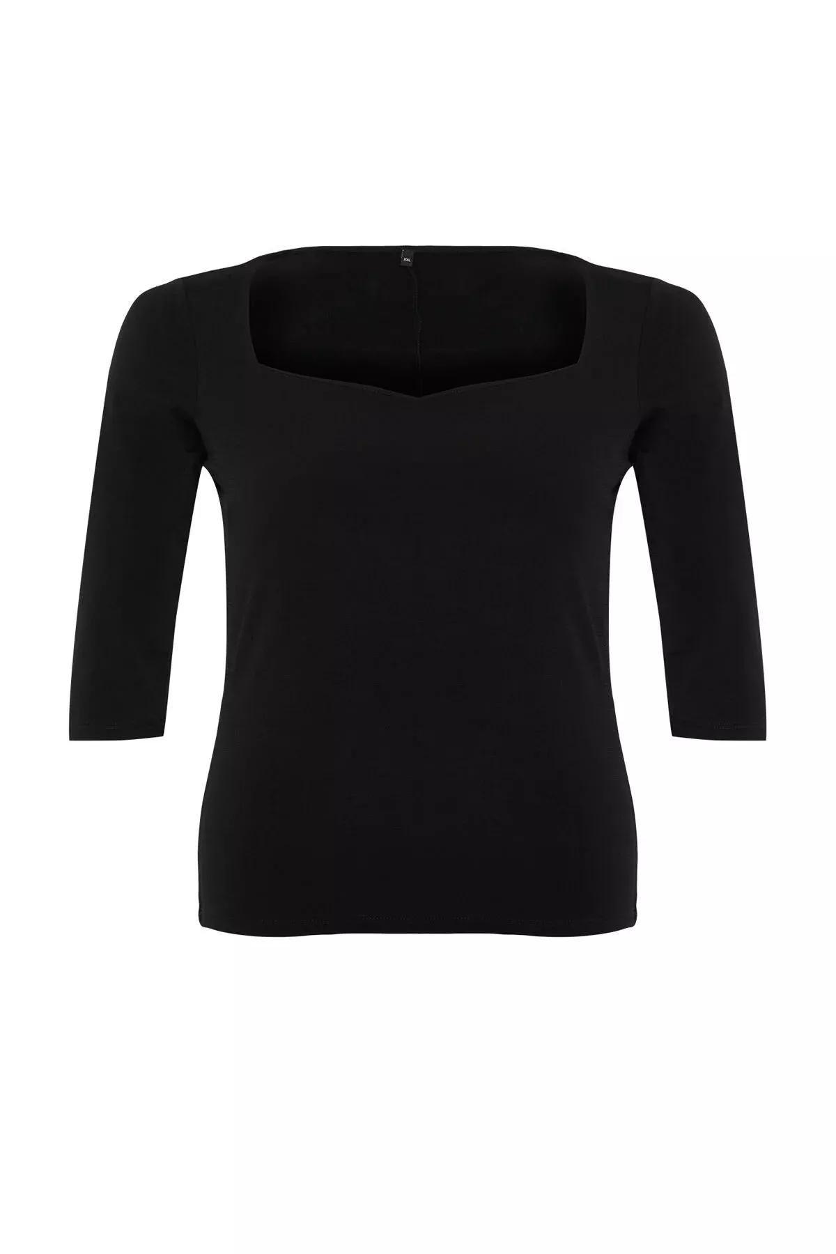 Black Heart Neck Knit Blouse, C101_5720, large image number 4