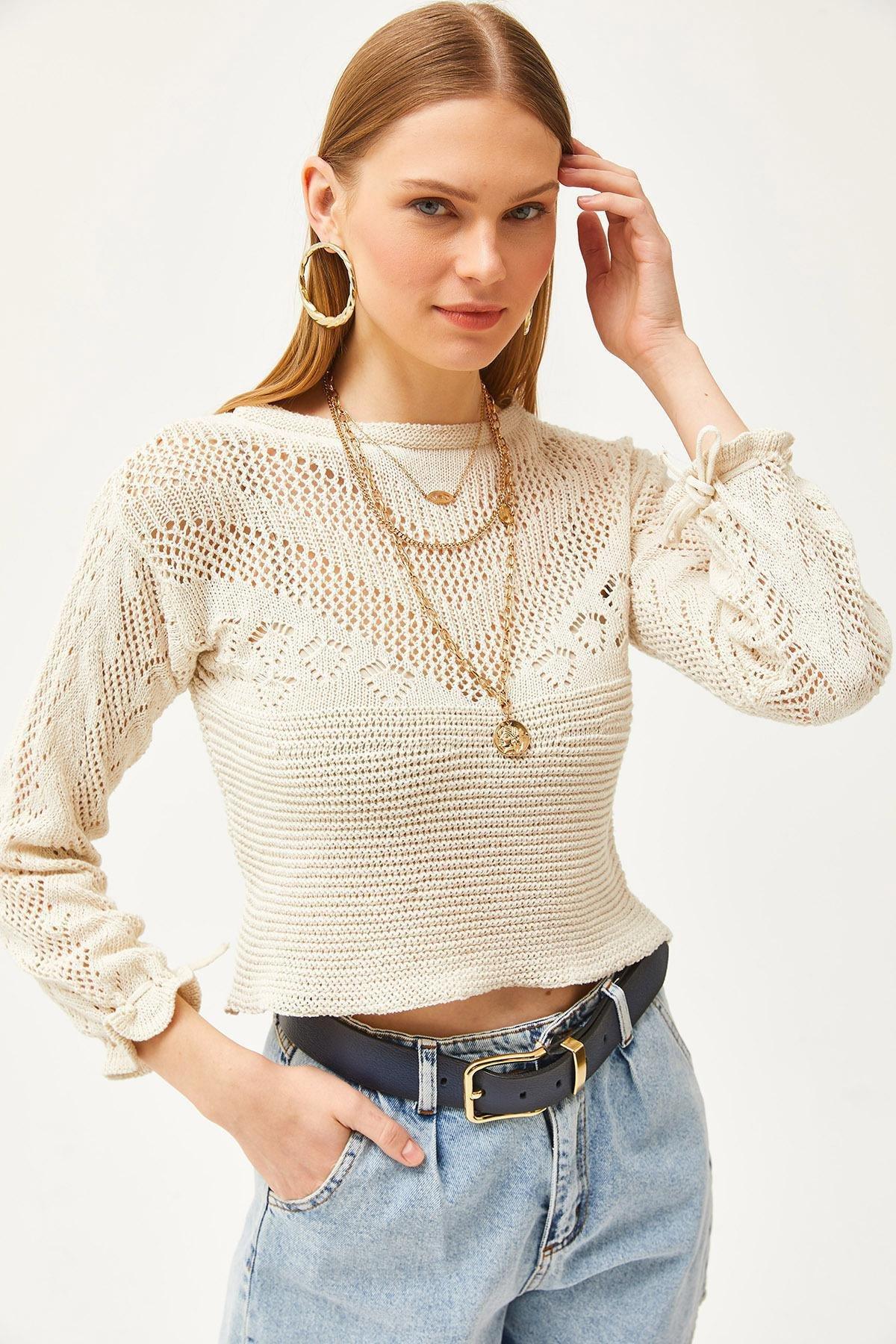 Ecru Crochet Blouse, Ecru, large image number 2