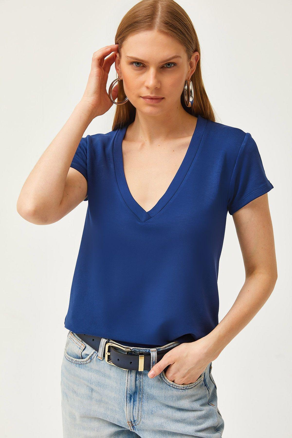 Navy V-Neck Button T-Shirt, , large image number 3