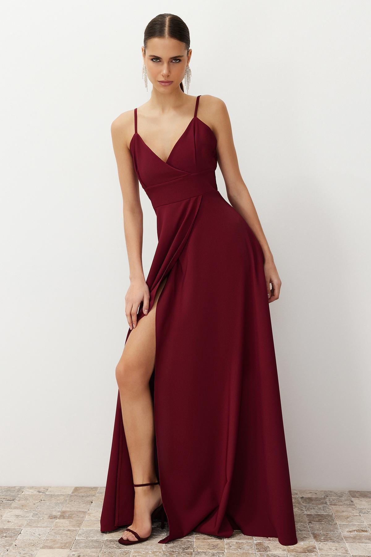 Burgundy Long Elegant Occasionwear Dress, , large image number 0