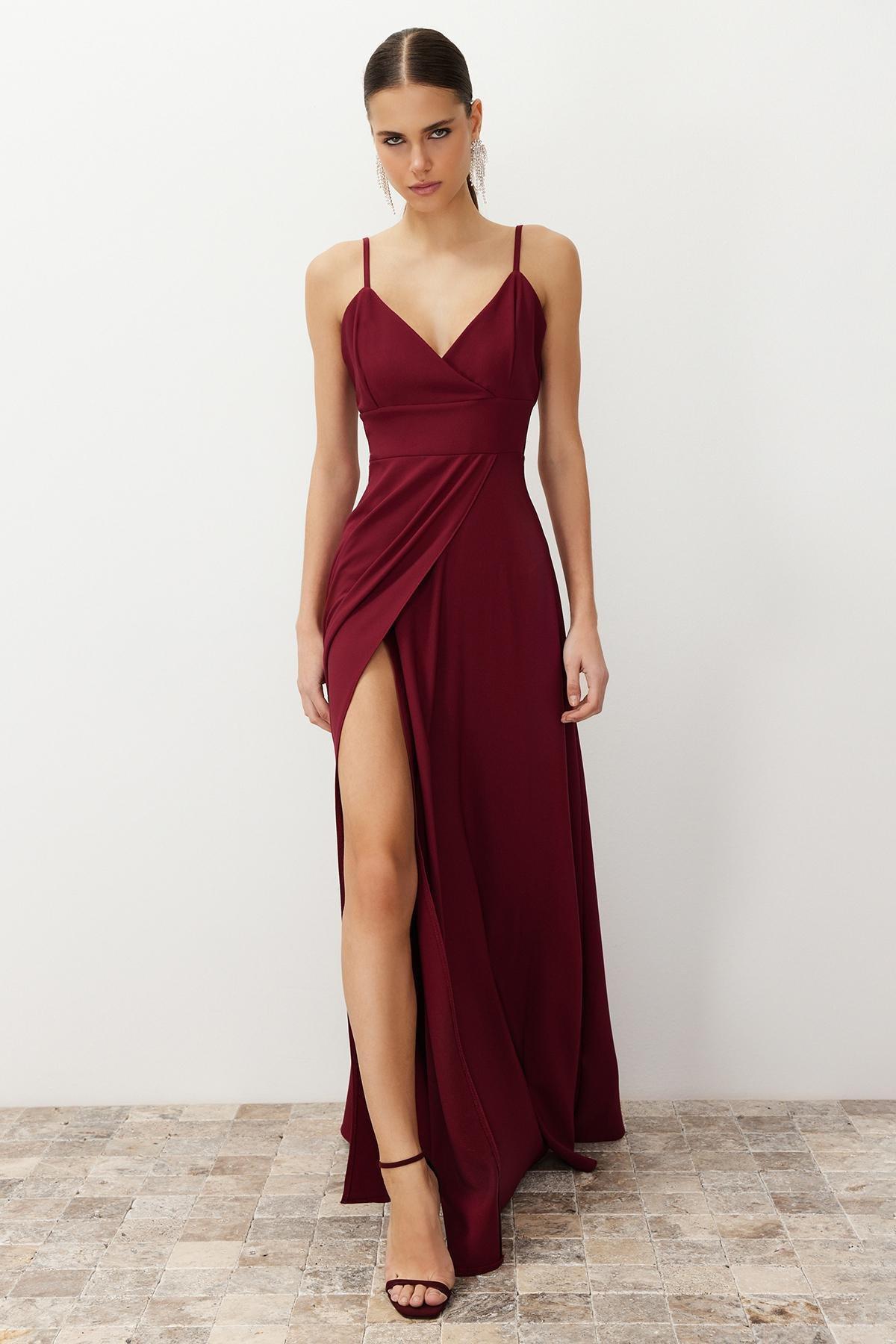 Burgundy Long Elegant Occasionwear Dress, , large image number 1