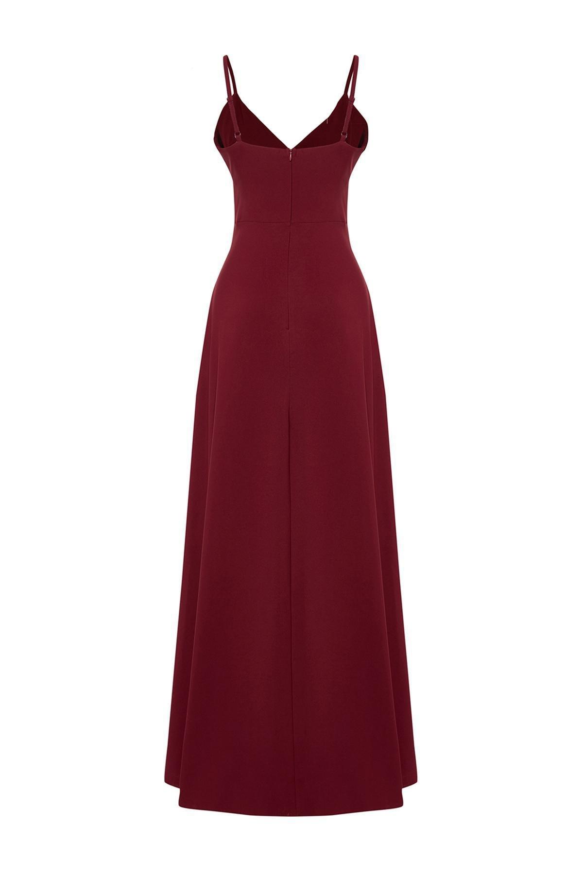 Burgundy Long Elegant Occasionwear Dress, , large image number 6