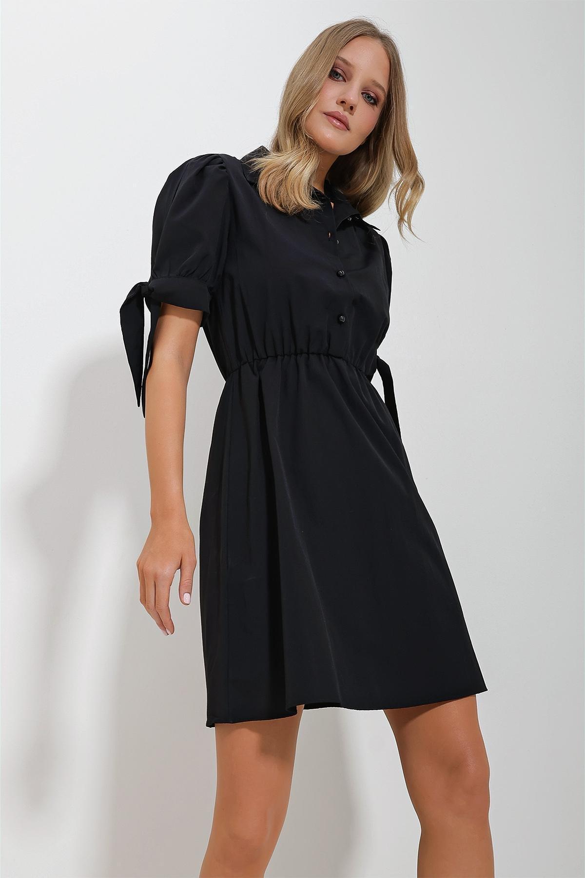 Black Plain Shirt Dress, , large image number 0