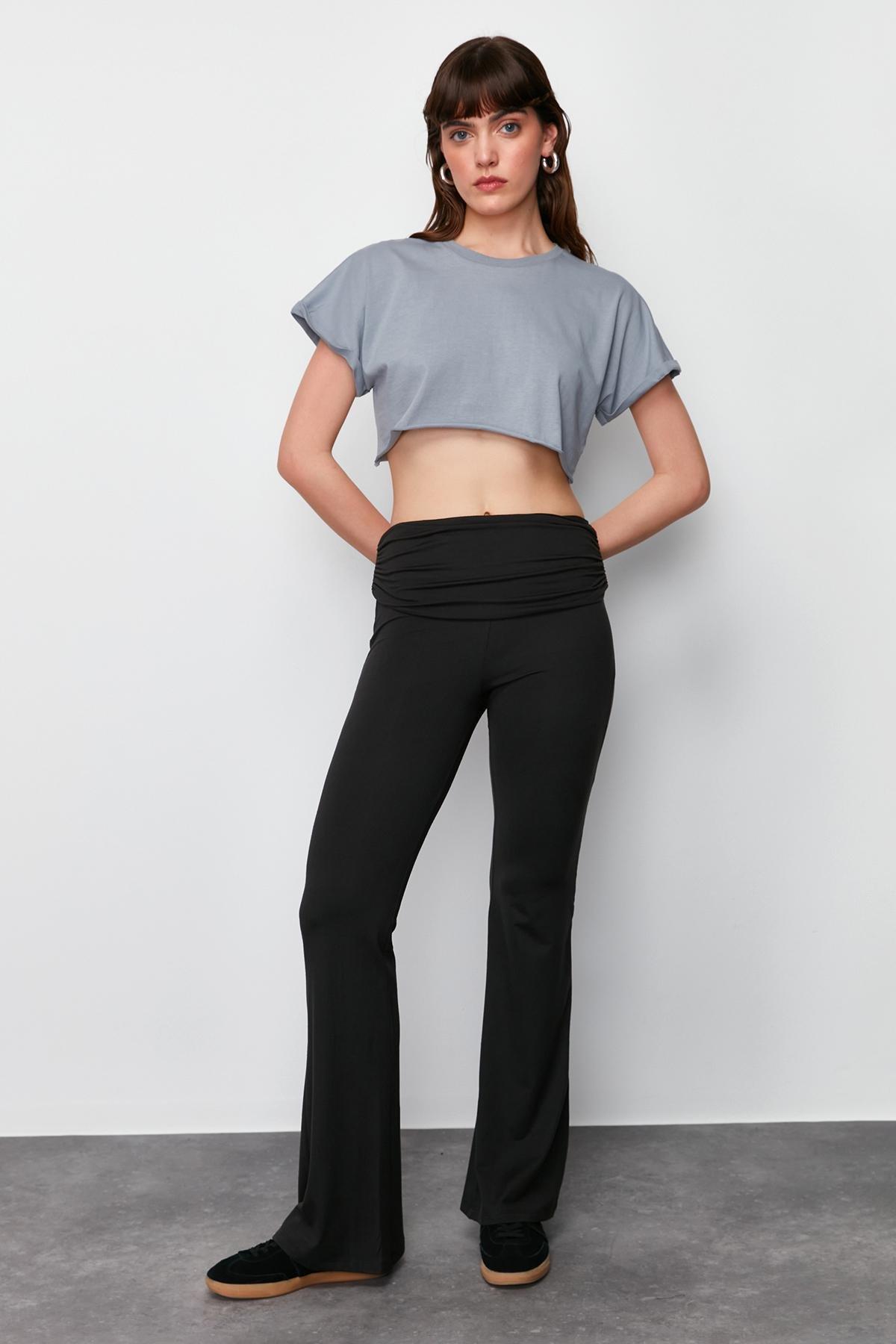Black Flared Up Trousers, C101_5720, large image number 0