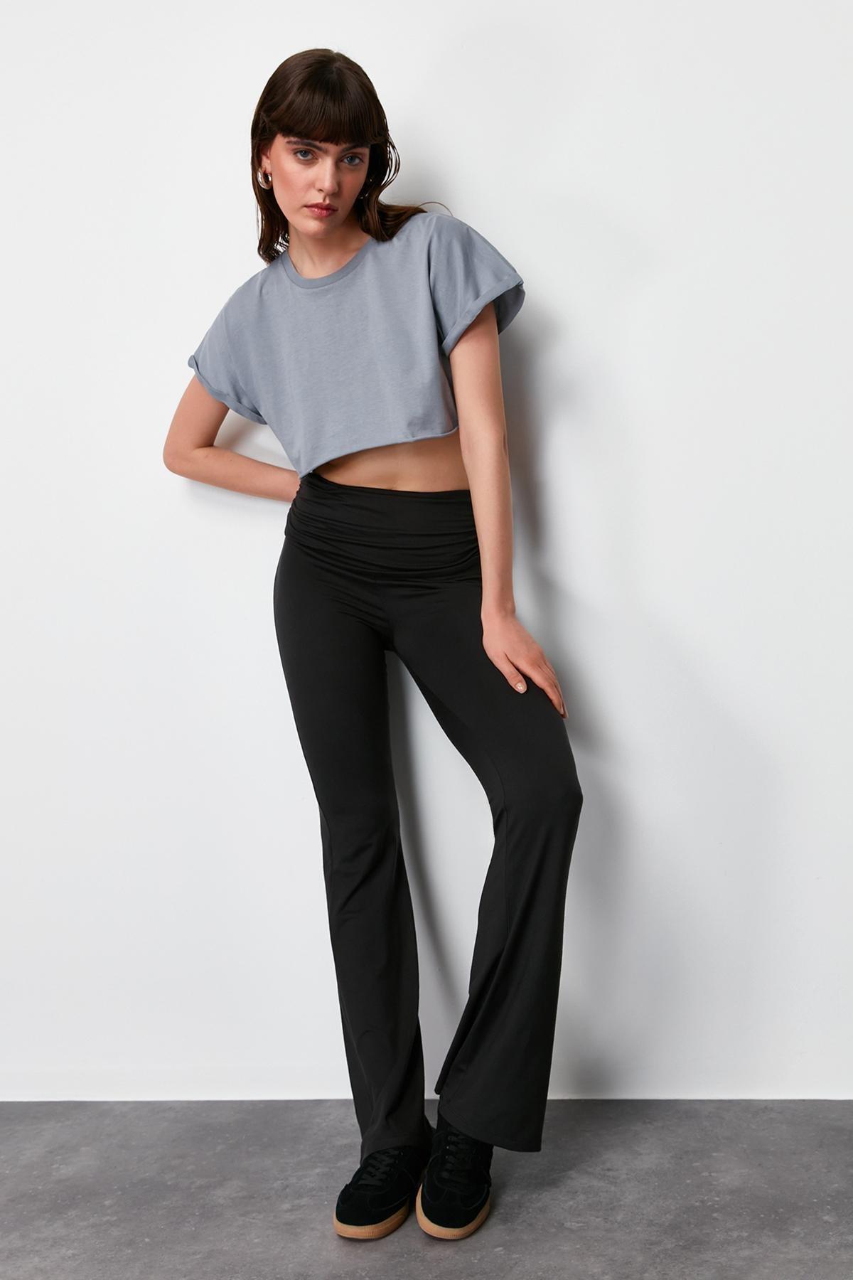 Black Flared Up Trousers, C101_5720, large image number 1