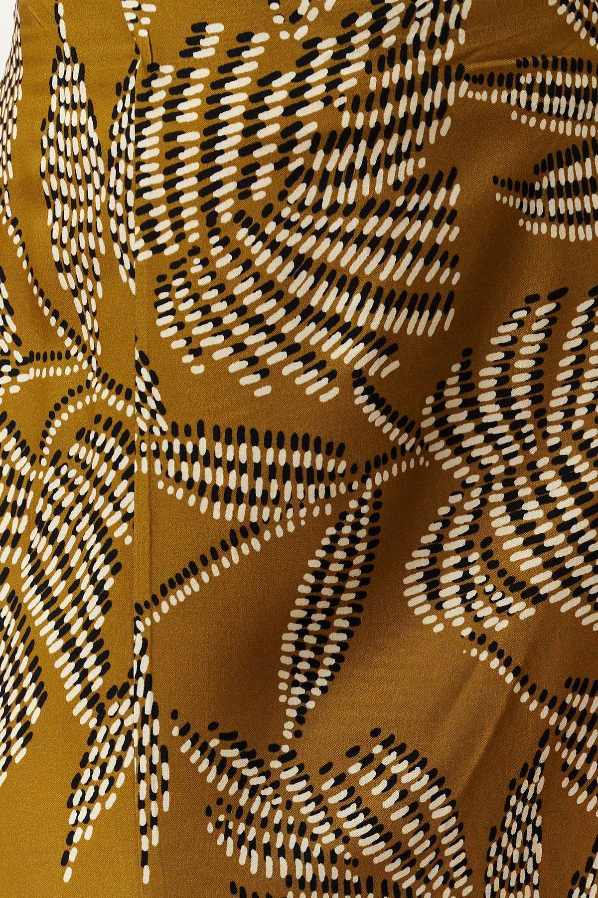 Khaki Slit Patterned Maxi Skirt, Light Khaki, large image number 4
