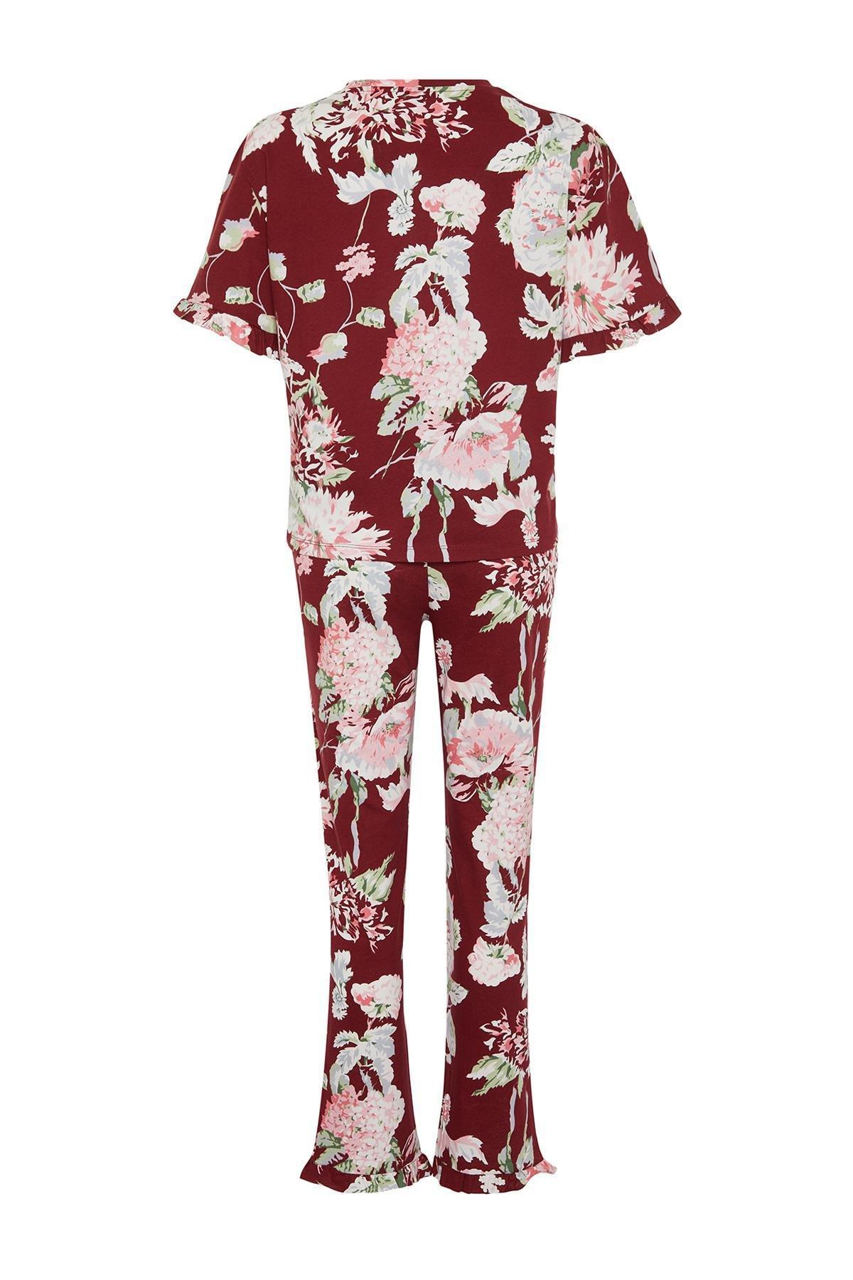 Multicolour Floral Ruffle Knitted Pyjamas Set, C101_5710, large image number 5
