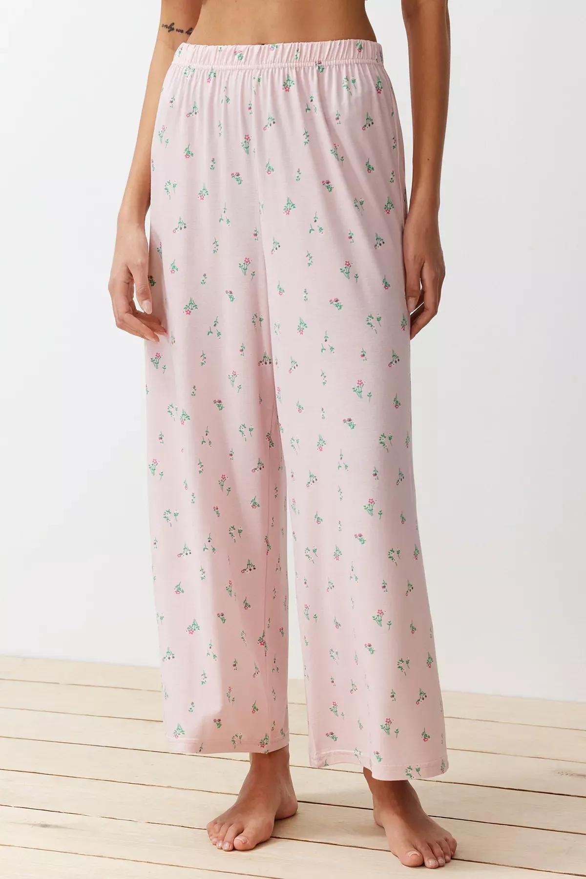 Pink Floral Knit Pajama Set, Powder-Multicolor, large image number 5