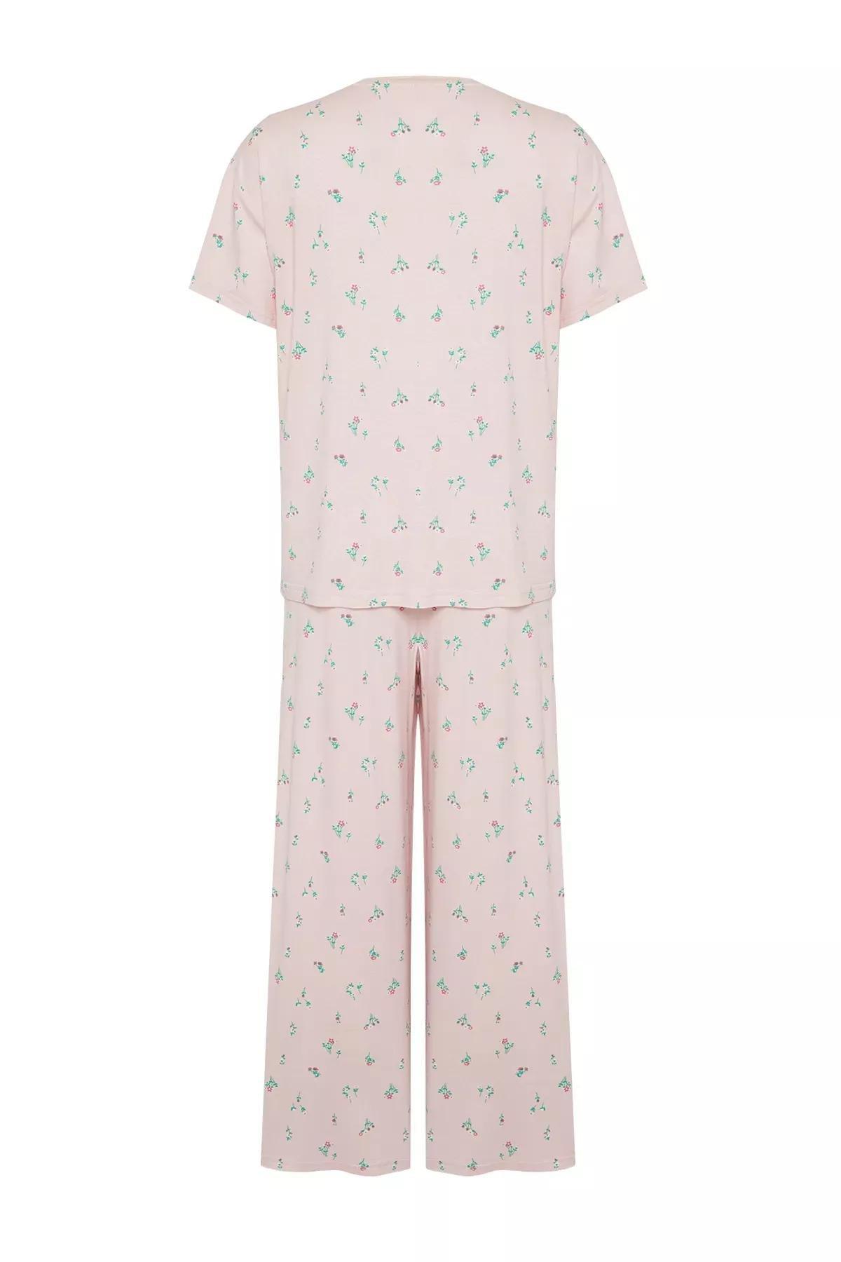 Pink Floral Knit Pajama Set, Powder-Multicolor, large image number 7