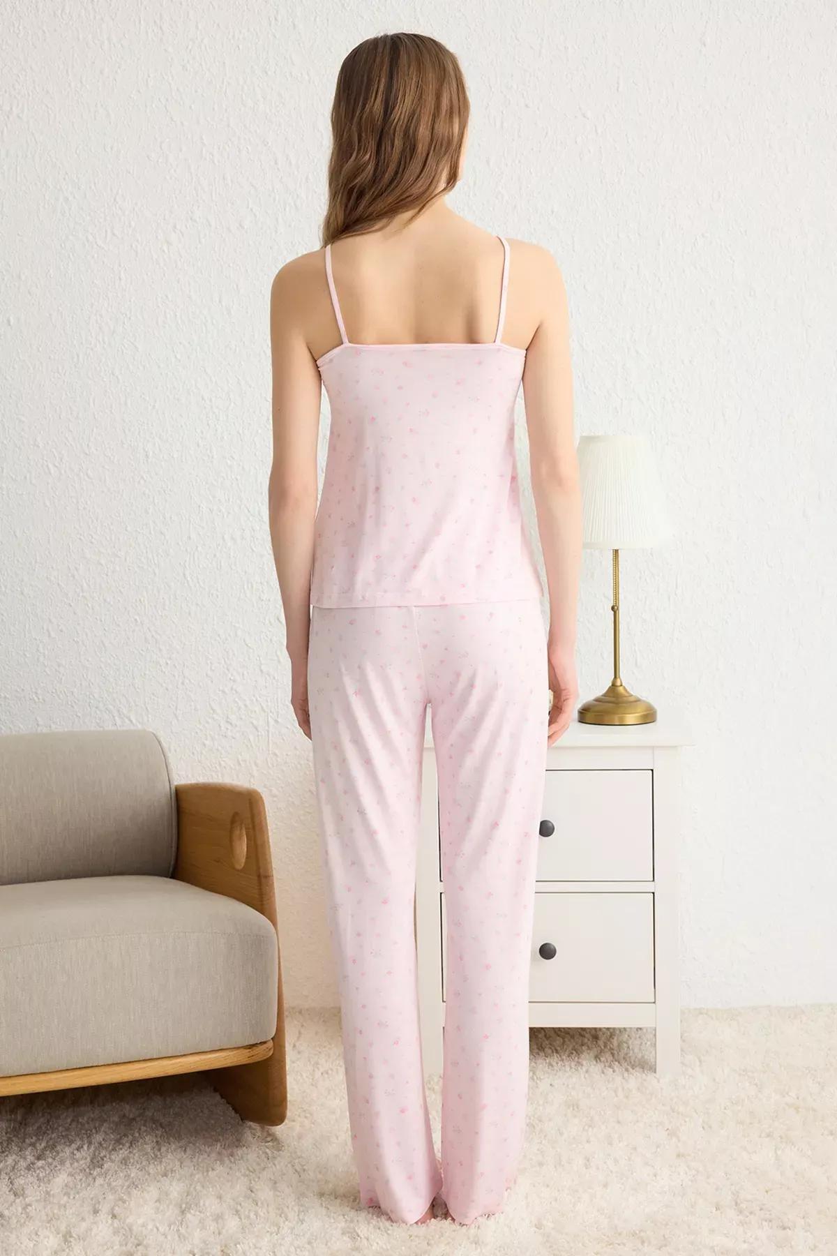 Pink Floral Rope Suspender Pajama Set, , large image number 4