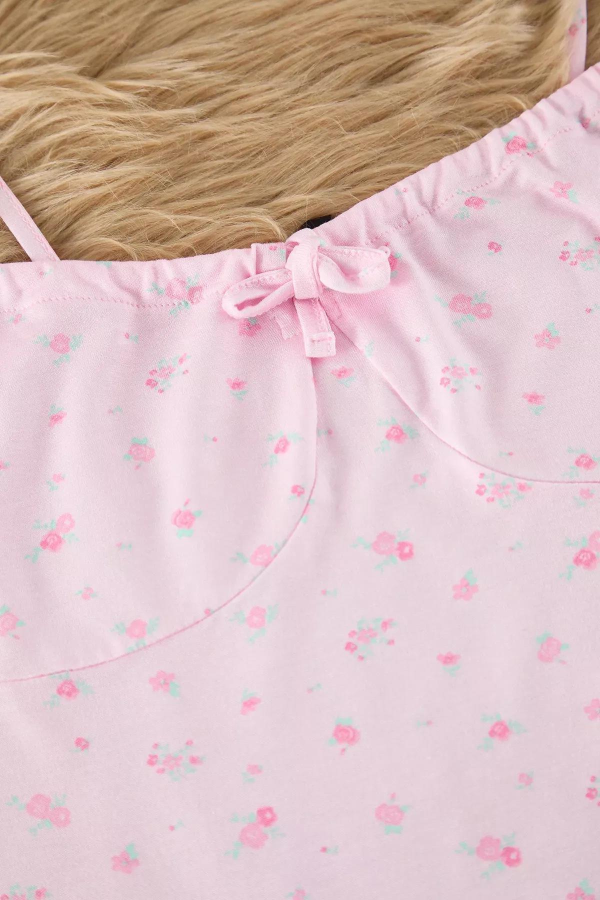 Pink Floral Rope Suspender Pajama Set, , large image number 5