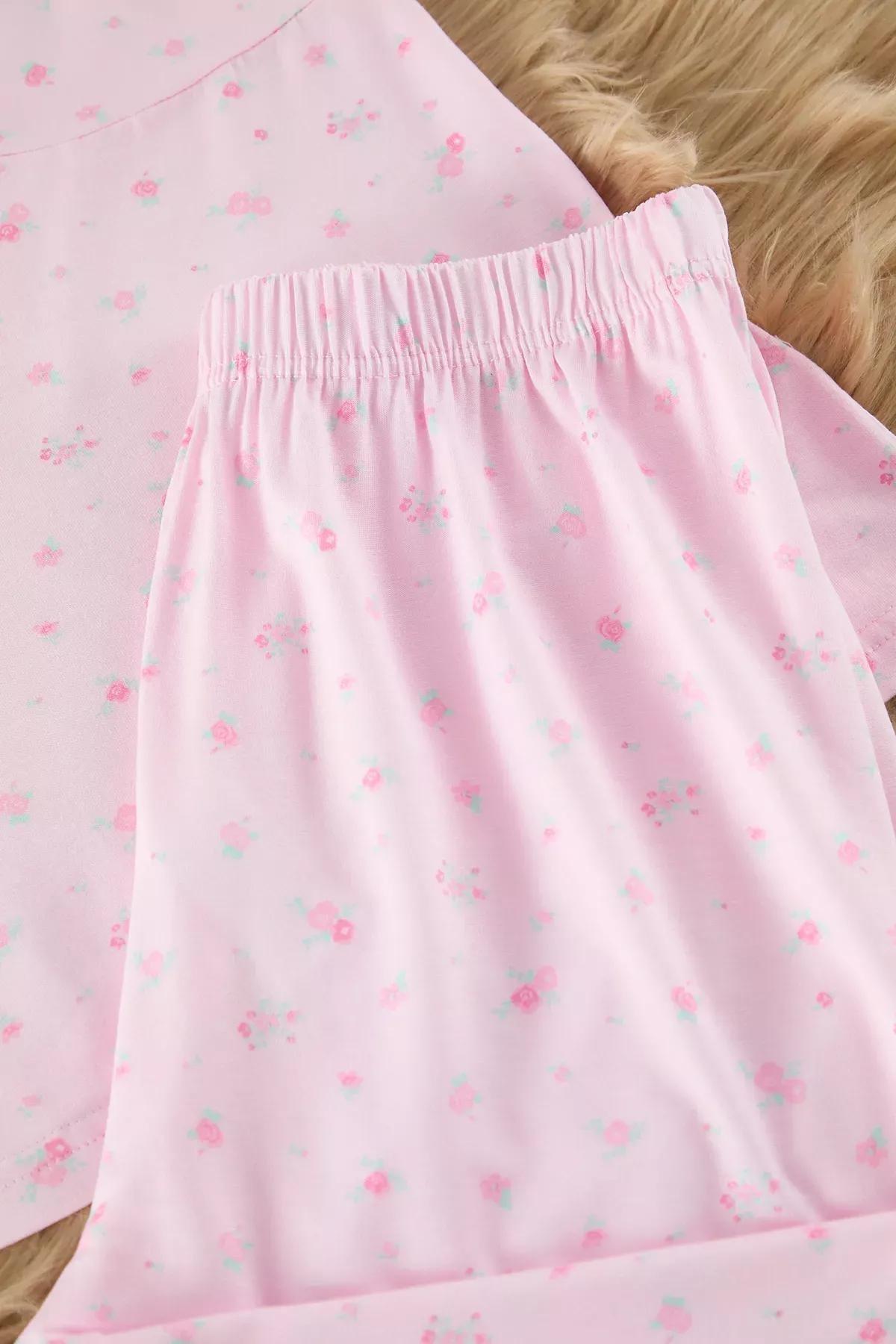 Pink Floral Rope Suspender Pajama Set, , large image number 6