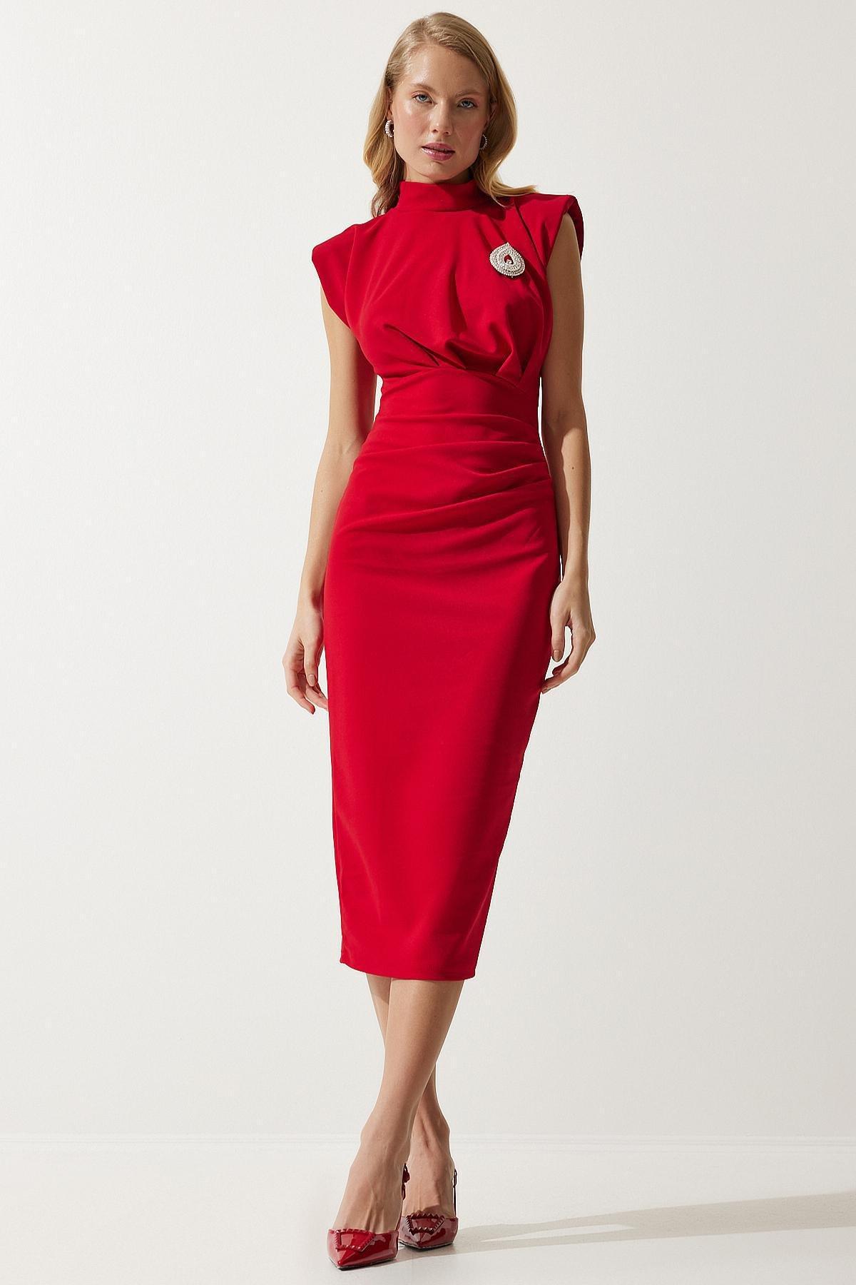 Elegant Ruched Sheath Midi Dress, , large image number 1