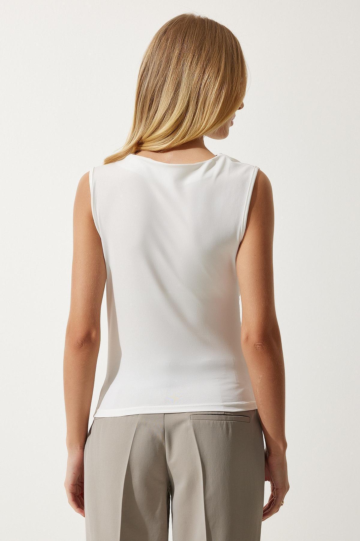 Beige Sleeveless Knitted Blouse, Ecru, large image number 5