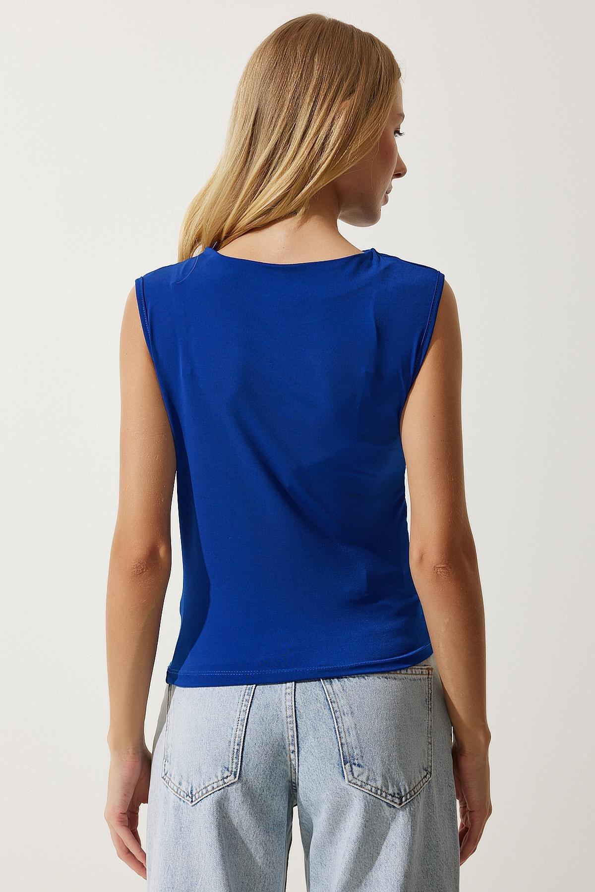 Cobalt Sleeveless Knitted Blouse, , large image number 4