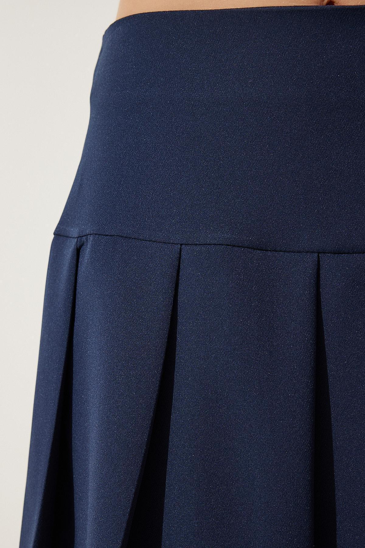 Blue Pleated Mini Skirt, , large image number 5