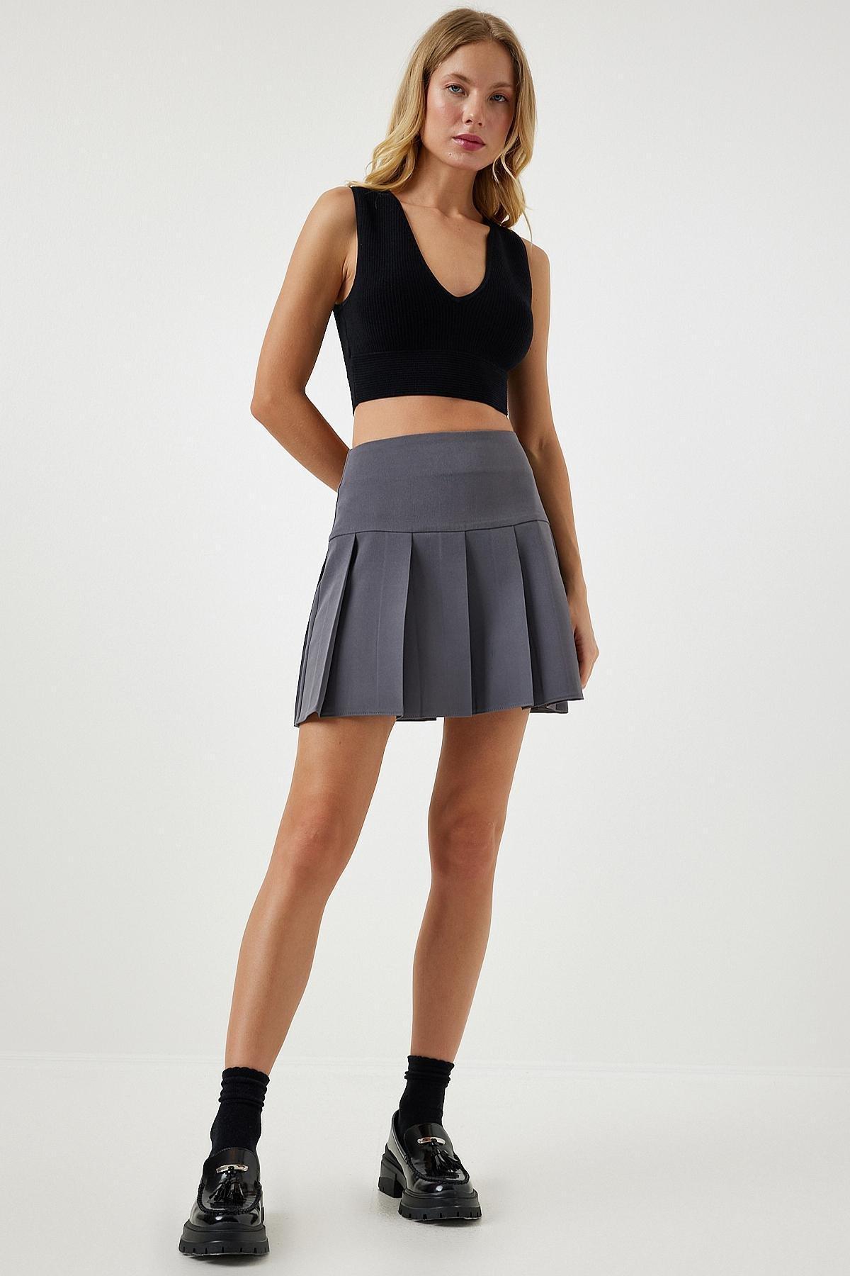 Grey Pleated Mini Skirt, C101_5724, large image number 0