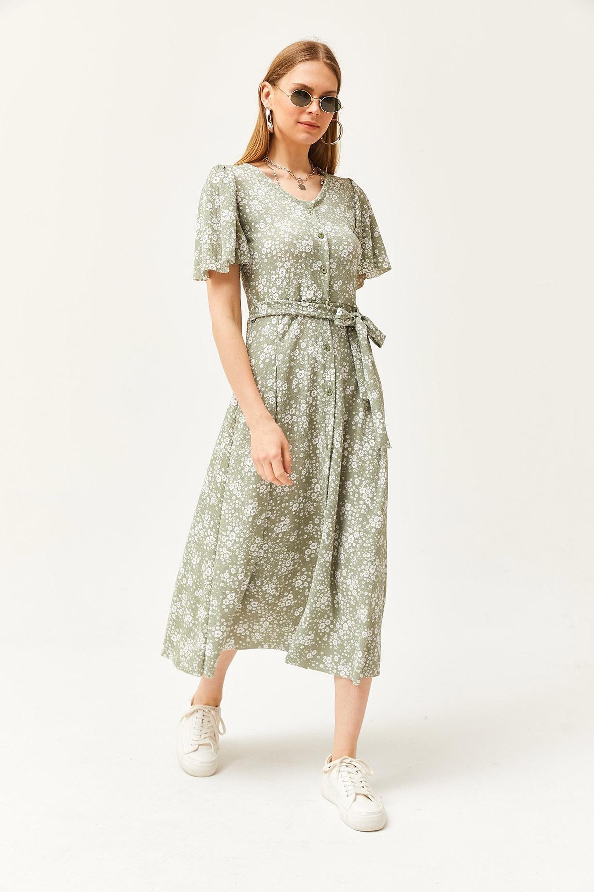 Green Belted Knitted Dress, Daisy Green, large image number 2