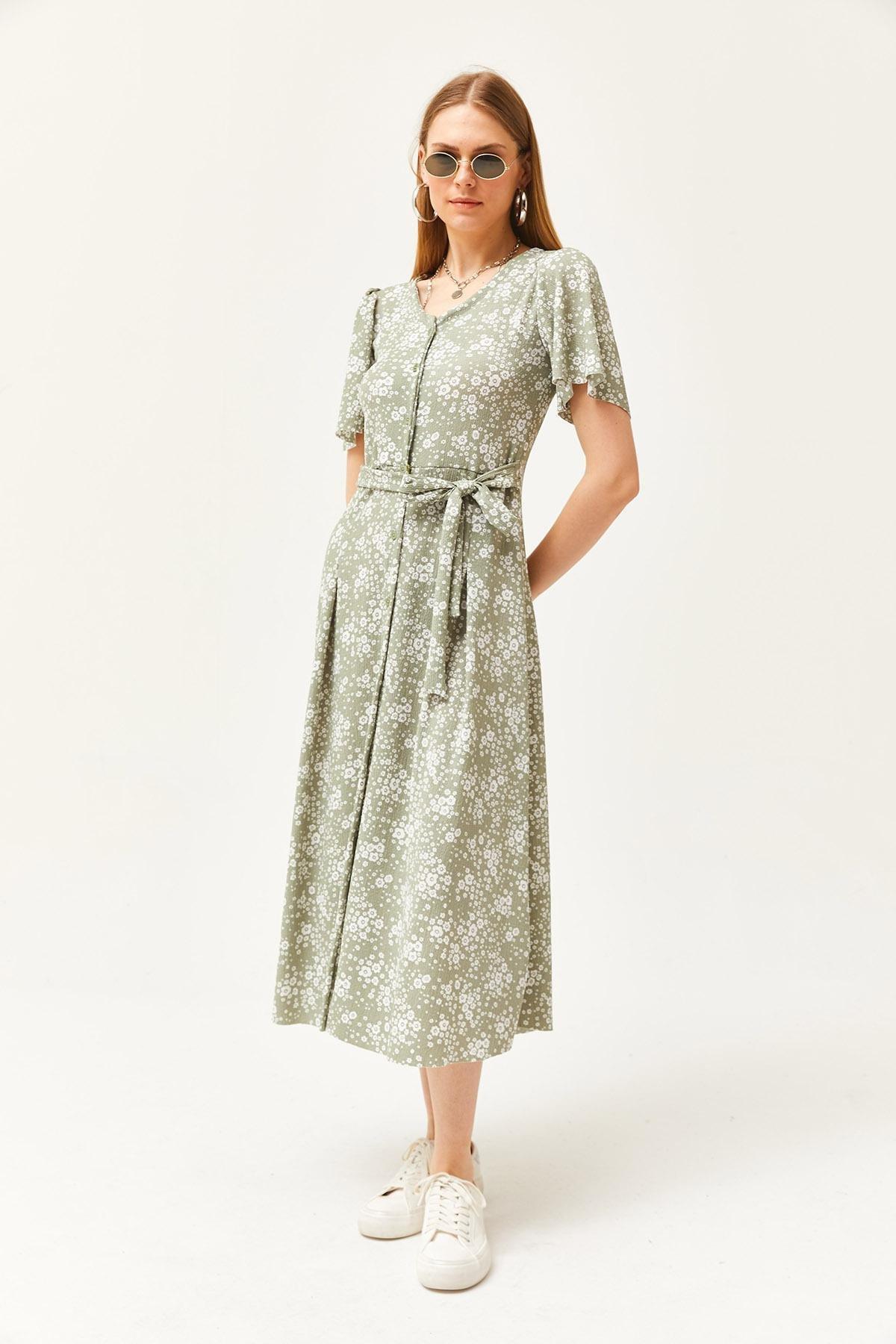 Green Belted Knitted Dress, Daisy Green, large image number 3