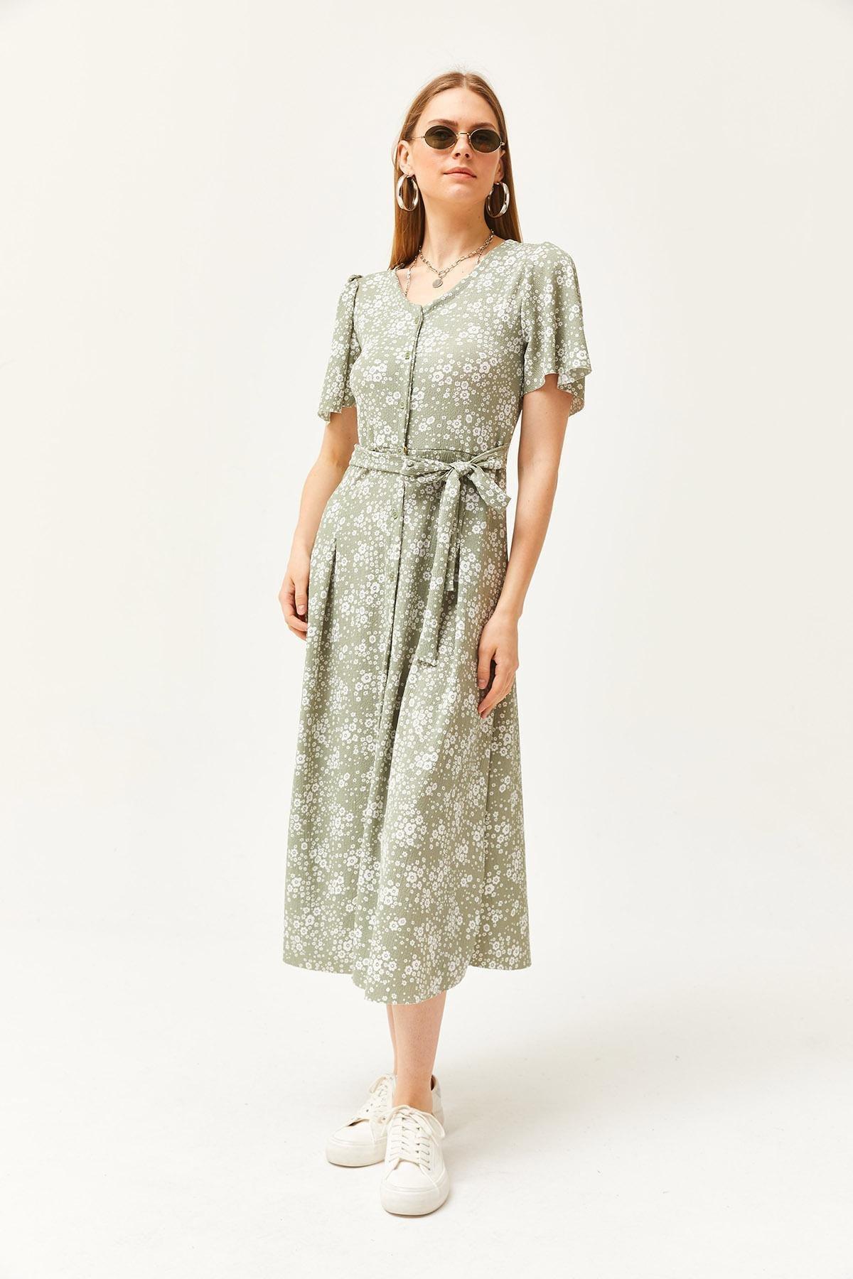 Green Belted Knitted Dress, Daisy Green, large image number 4