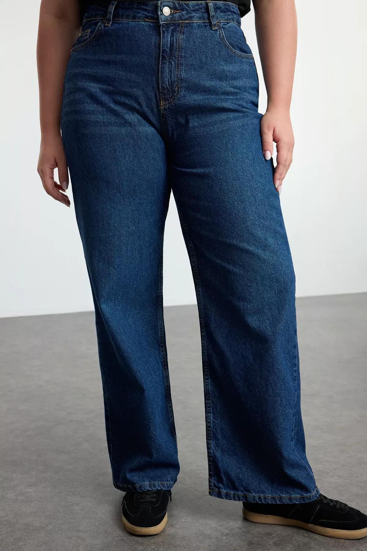 Blue Faded Plus Wide Jeans, , large image number 2