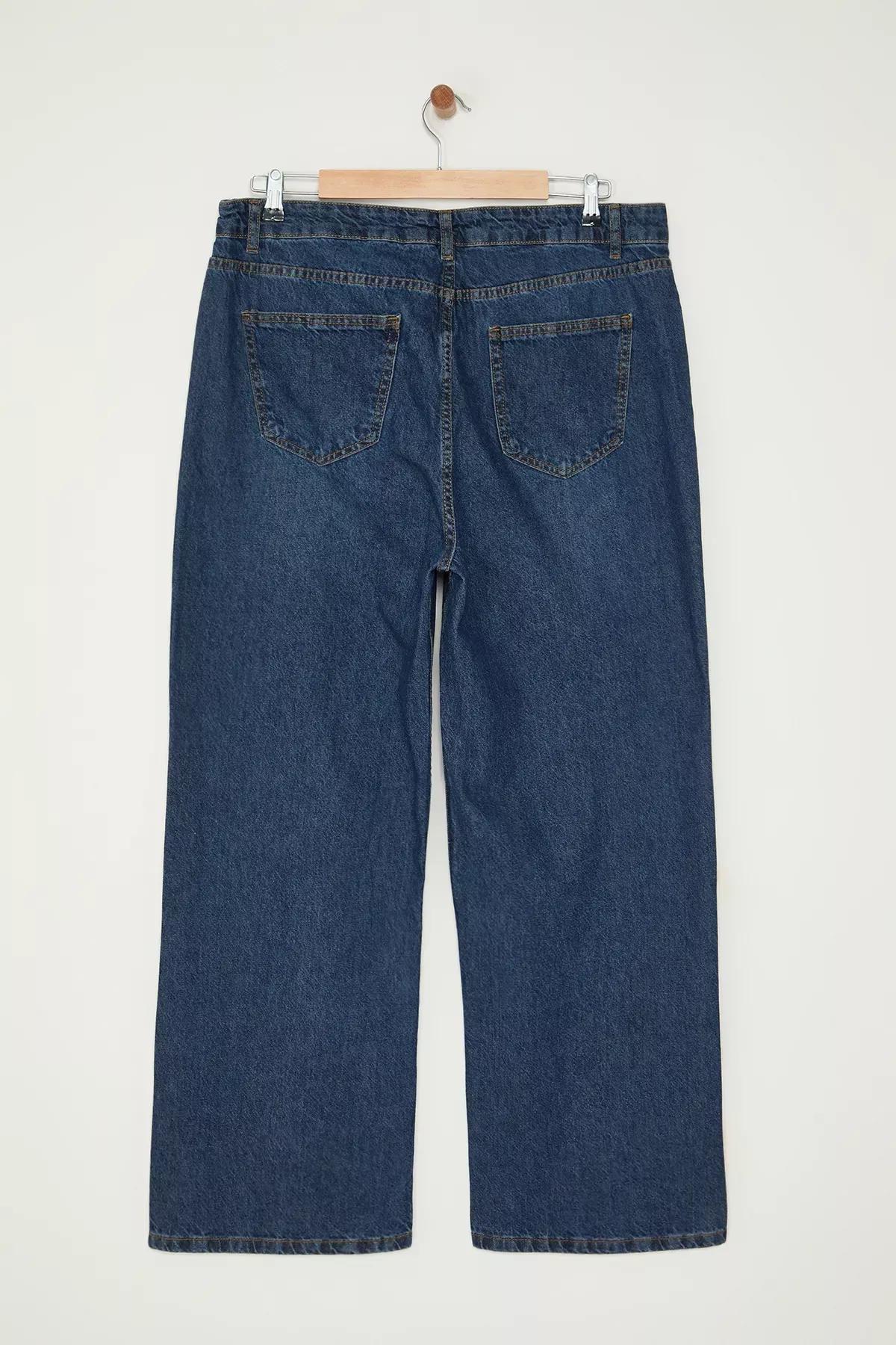 Blue Faded Plus Wide Jeans, , large image number 6