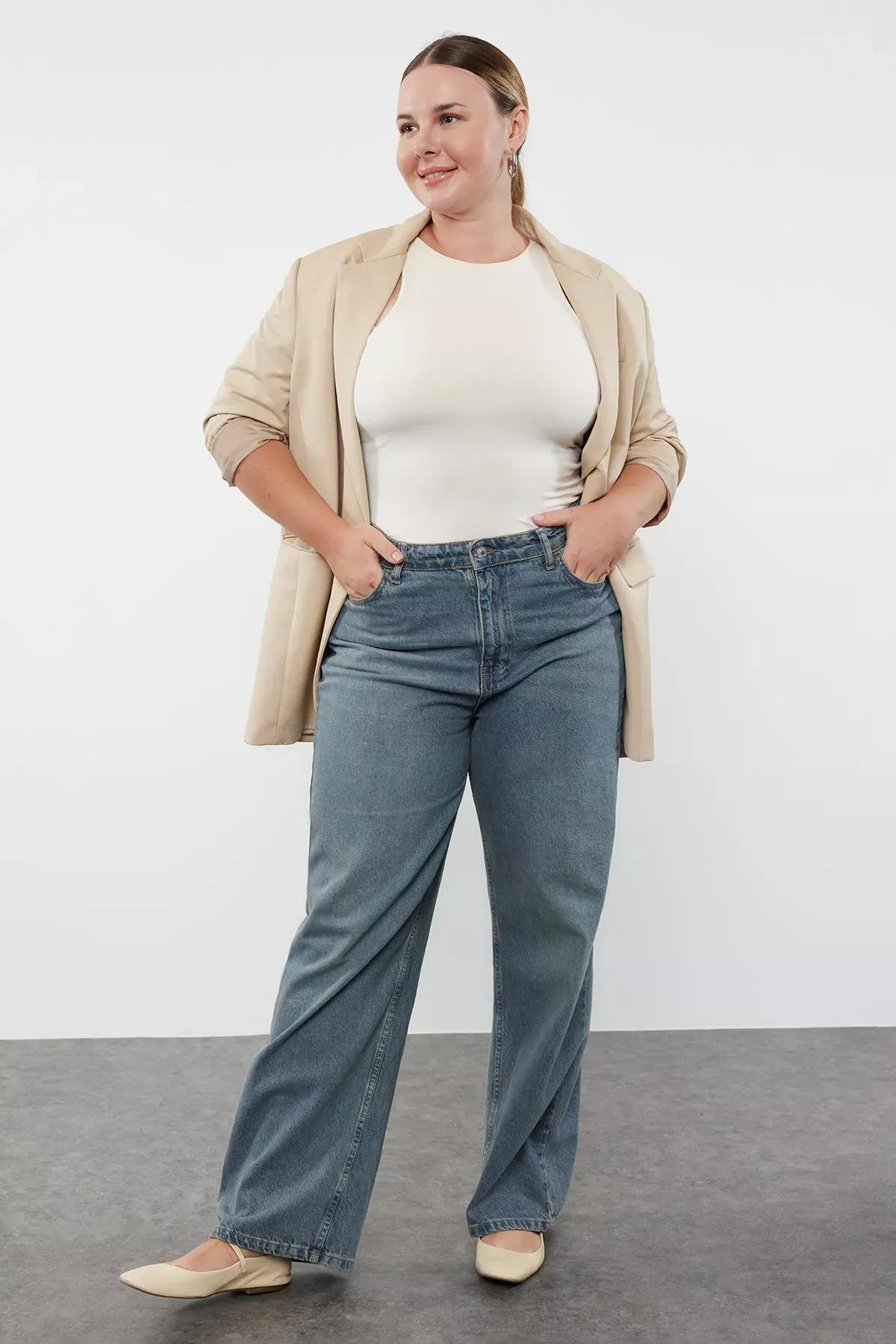 Blue Vintage Wide Cut Jeans, , large image number 0