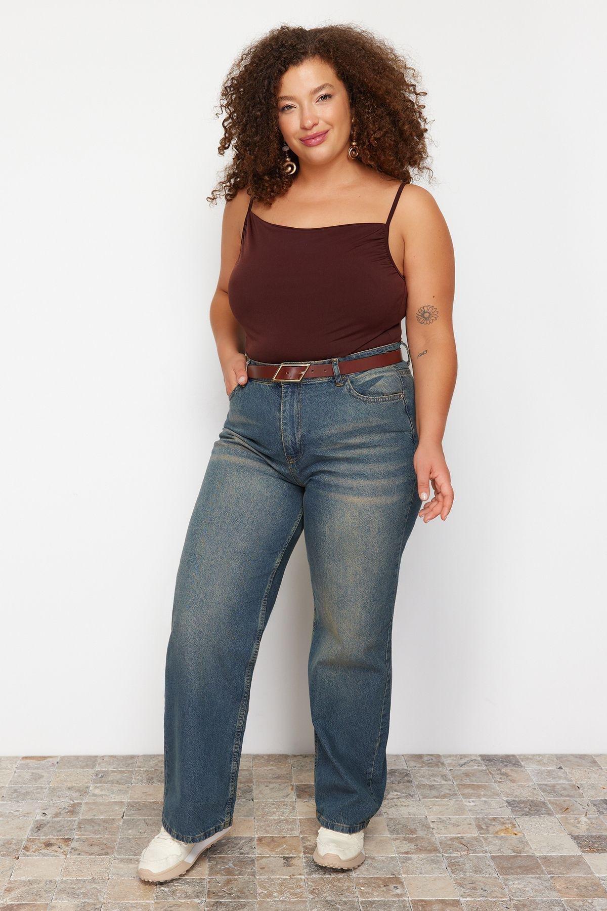 Blue Vintage Wide Cut Jeans, , large image number 1