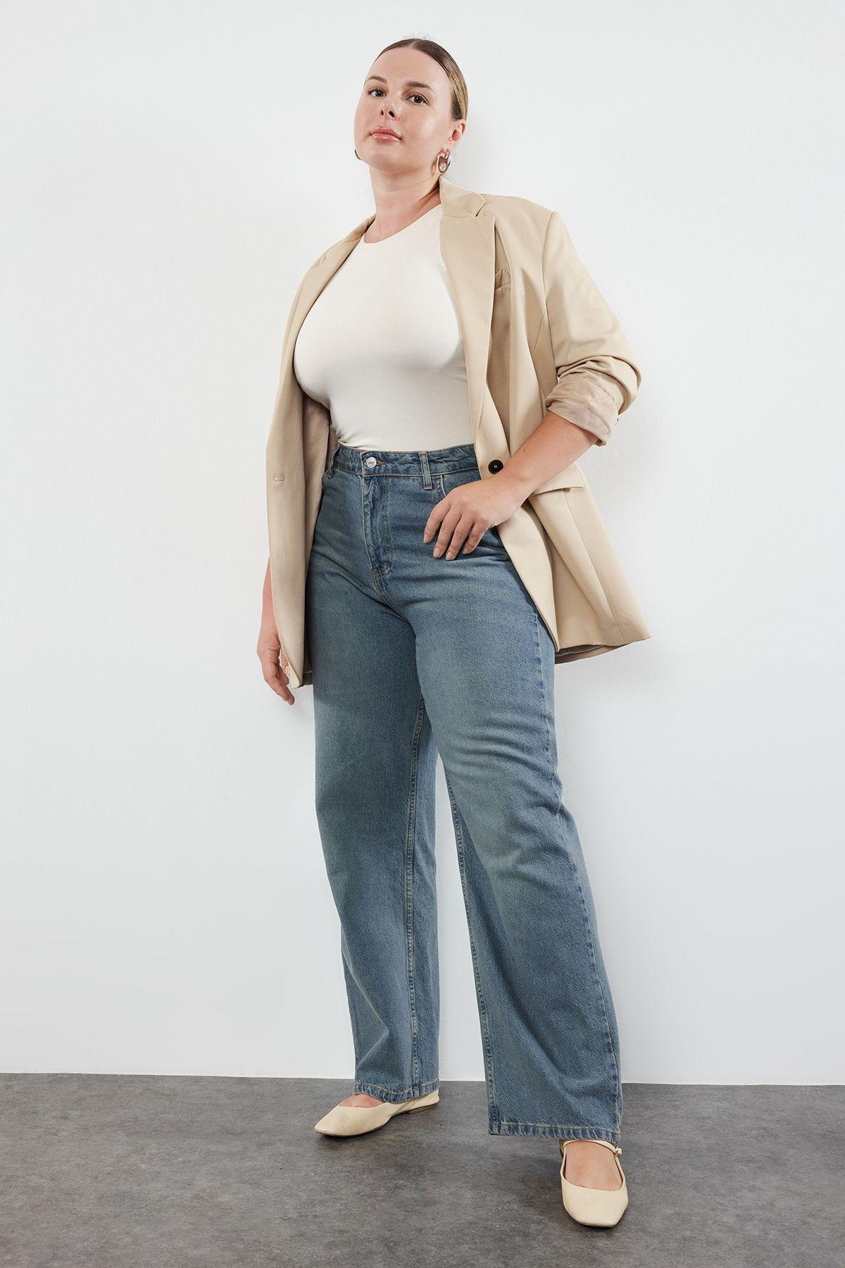 Blue Vintage Wide Cut Jeans, , large image number 5