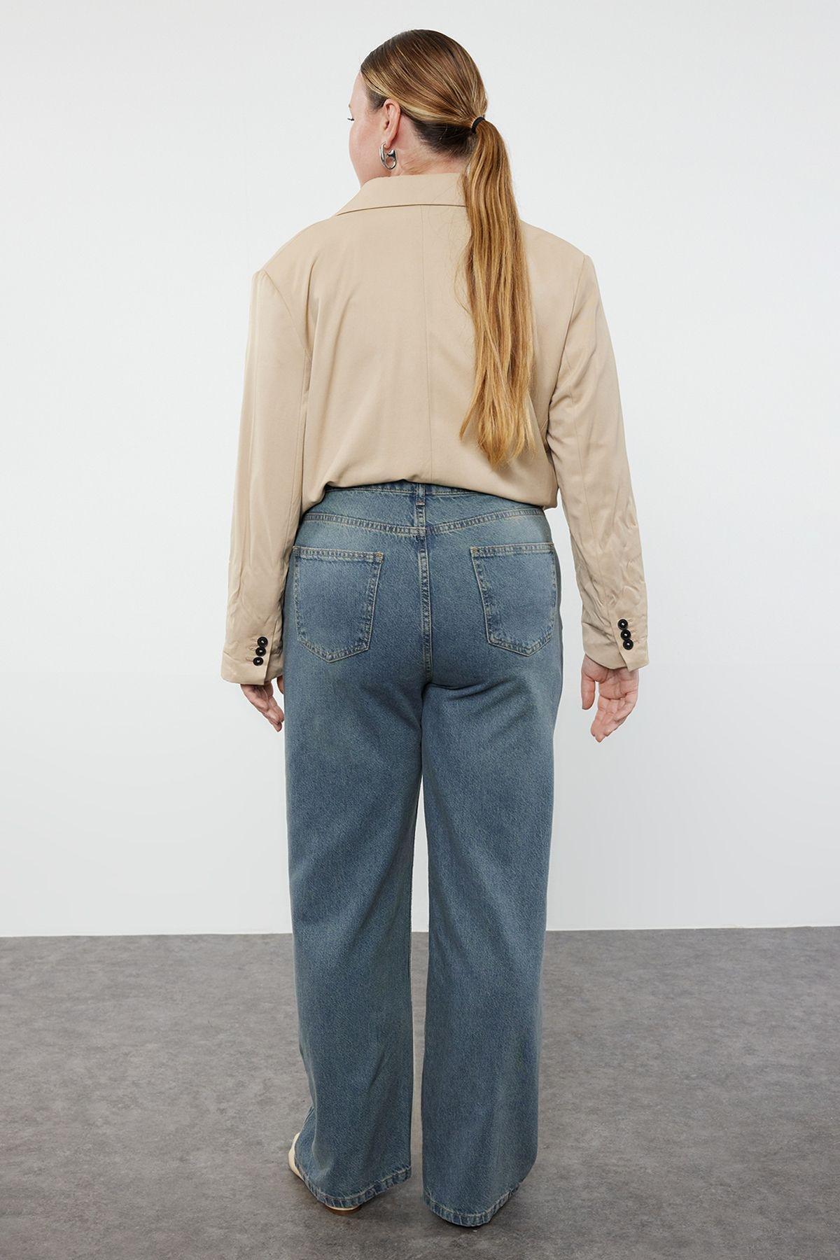 Blue Vintage Wide Cut Jeans, , large image number 6