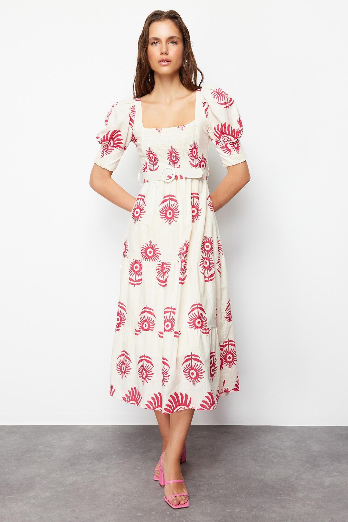 Pink Woven Midi Dress, , large image number 0