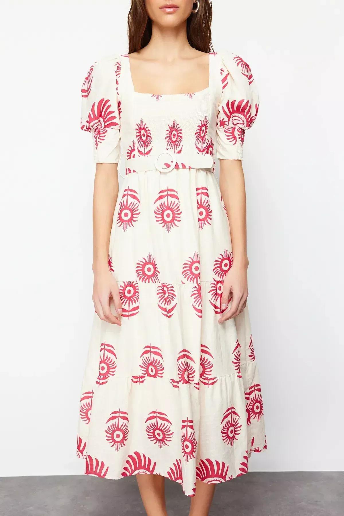 Pink Woven Midi Dress, , large image number 2