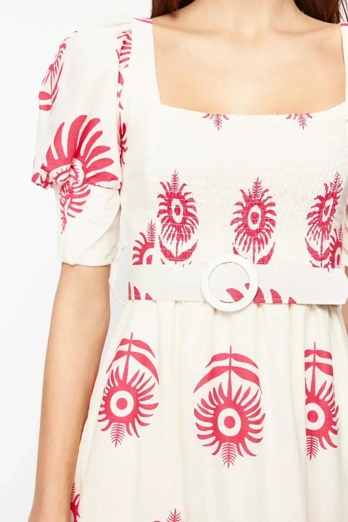 Pink Woven Midi Dress, , large image number 3