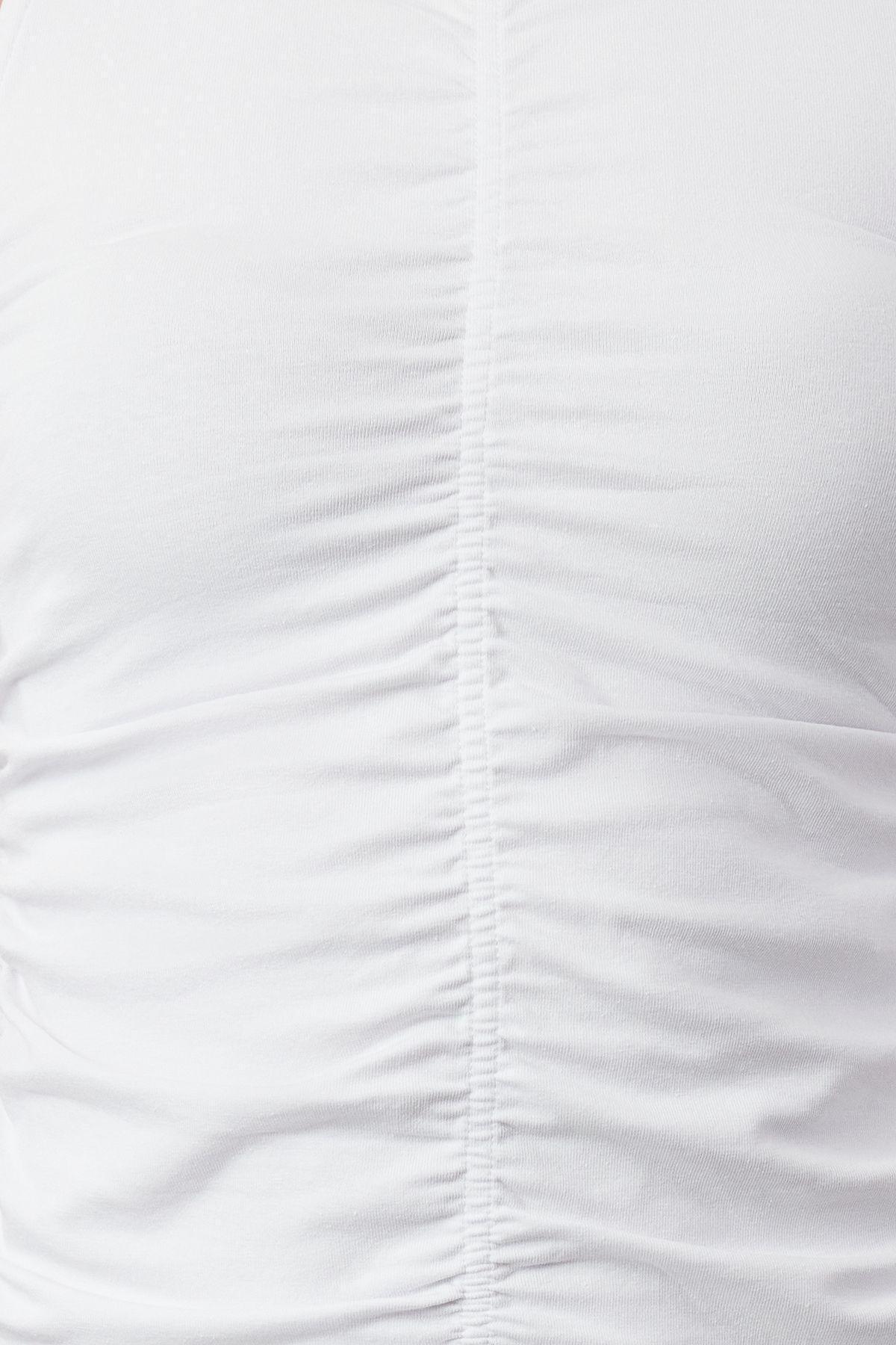 White Ruffle Drape Neck Blouse, , large image number 2
