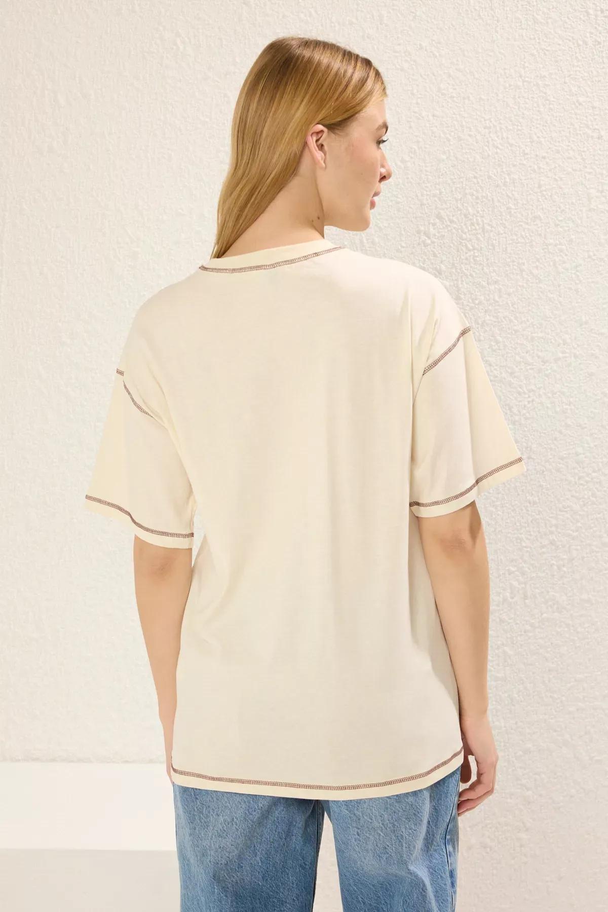 Beige Cardigan with Stitching, STONE, large image number 3