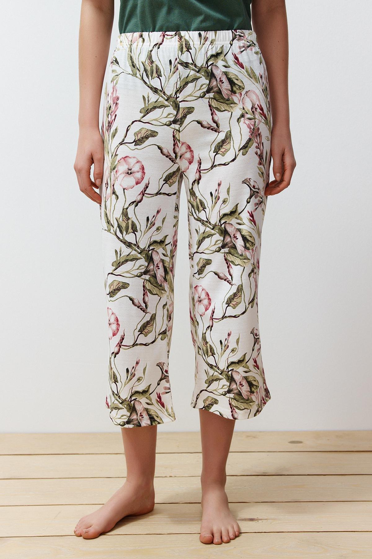 Green Floral Knitted Pyjamas Set, , large image number 4