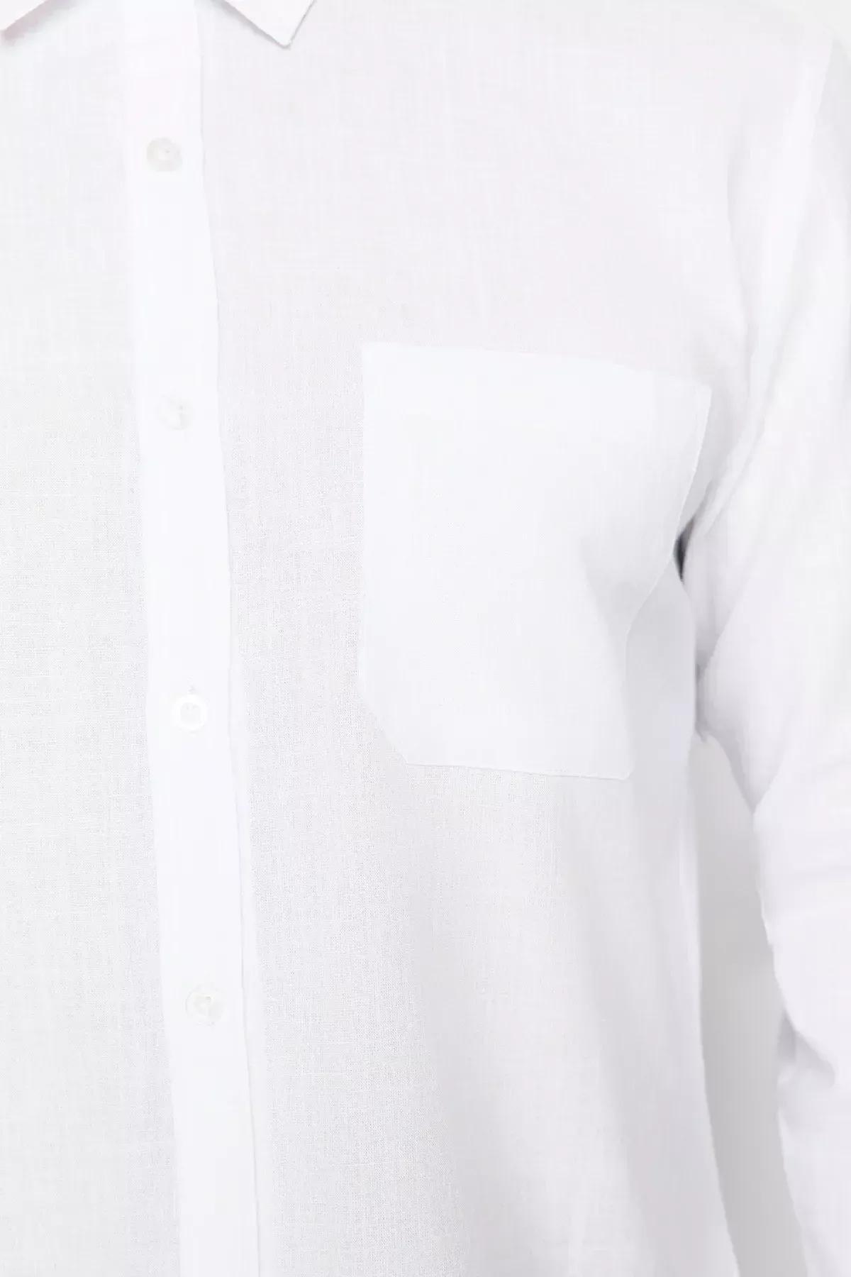 White Regular Cotton Shirt, White, large image number 3