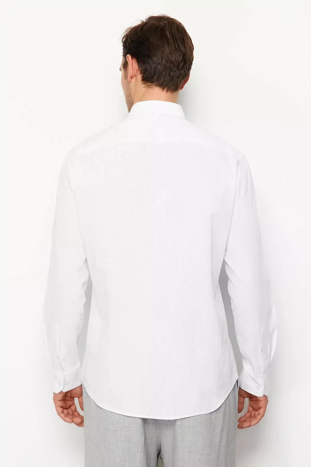 White Regular Cotton Shirt, White, large image number 7