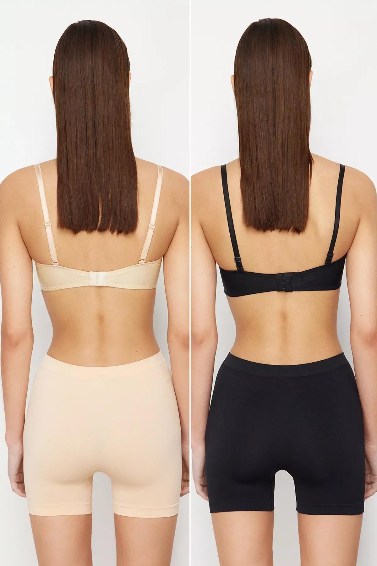 Multicolour Seamless Panties, set of 2, Black-Skin, medium